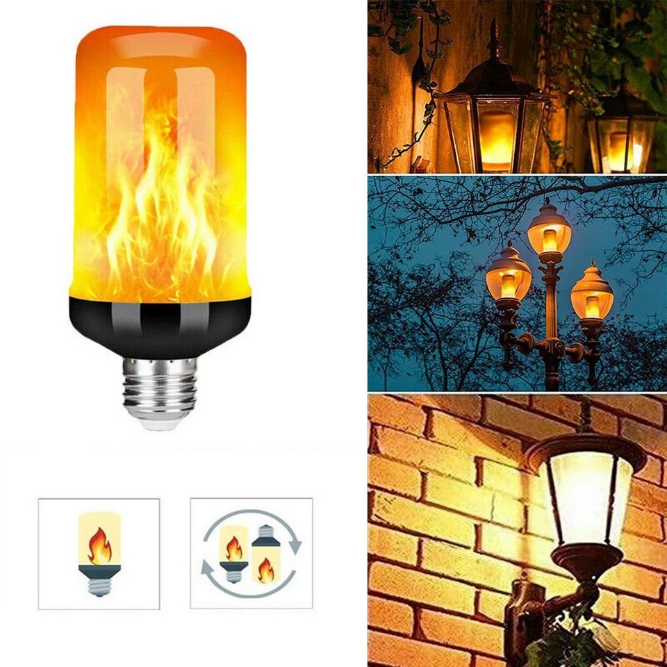 oyajia LED Flutlichtstrahler E27 LED Lampe Flammen Effekt, 6W LED Licht  Fackel Feuer Lampe, LED wechselbar, Warmweiß, Wandleuchte Flammen Glühbirne,  LED Licht Fackel Feuer Lampe Flackerlich