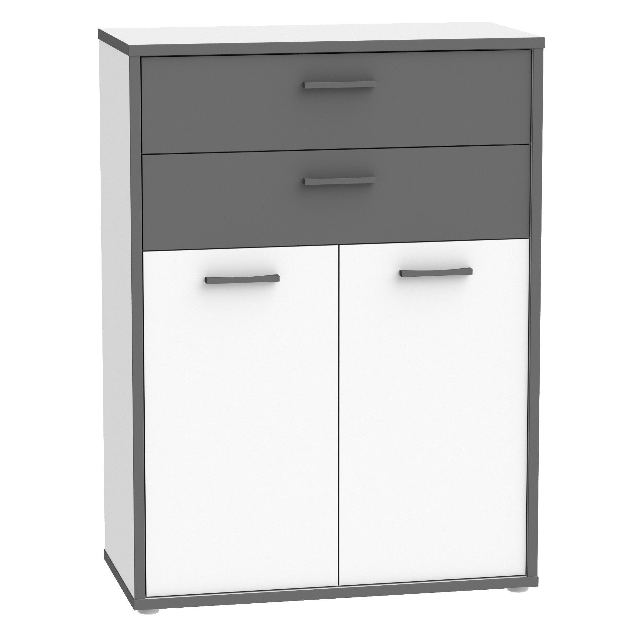 Newroom Midischrank Weiß 115 cm Schrank Weiß Modern Bücherregal Standregal Büro