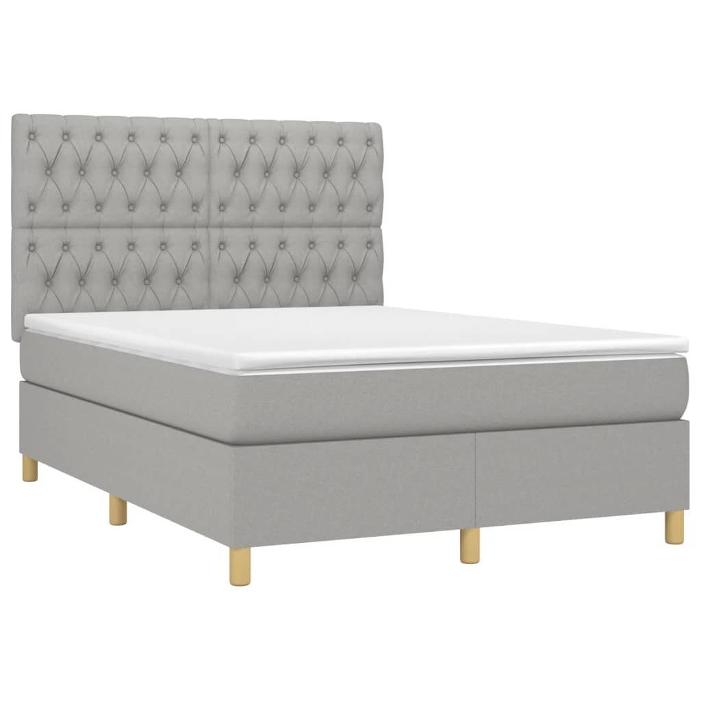 Bett Boxspringbett mit Matratze Hellgrau 140x190 cm Stoff