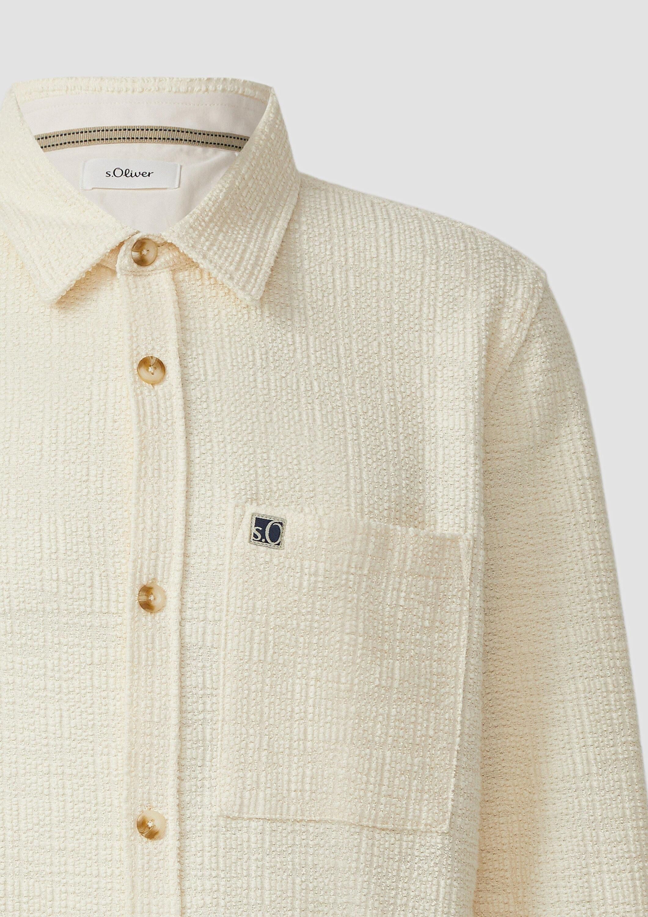s.Oliver Langarmhemd Hemd Overshirt mit Struktur-Streifen und Kentkragen