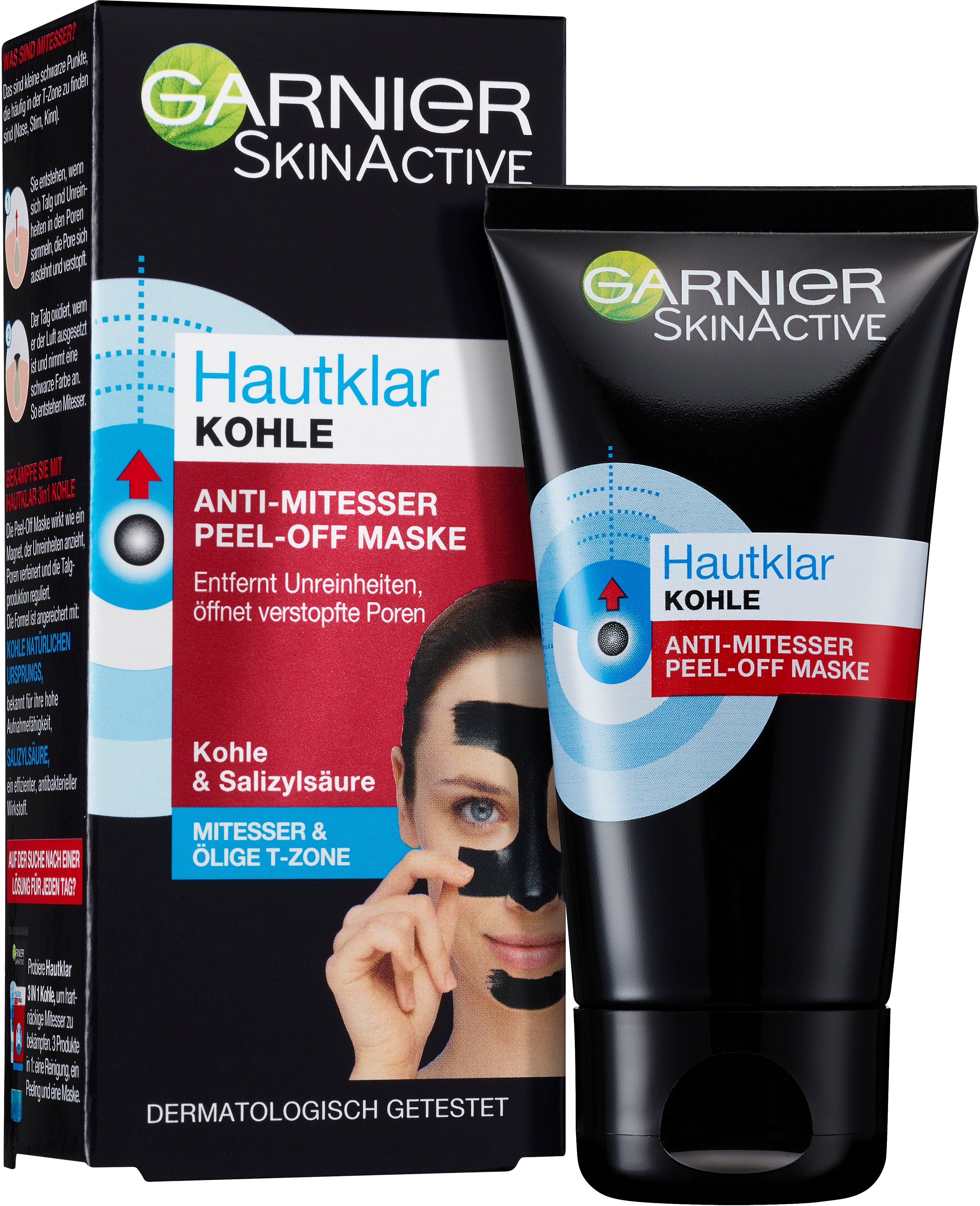 GARNIER Gesichts-Reinigungsmaske SKIN ACTIVE KOHLE ANTI-MITESSER PEEL OFF MASKE, mit Kohle, für Mischhaut geeignet