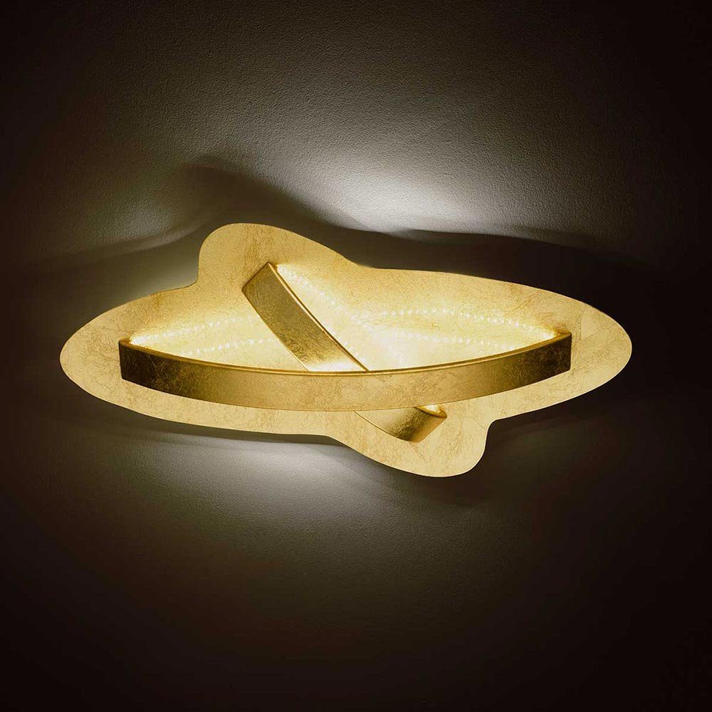 Design gold fest Deckenleuchte, LED Glas LED-Leuchtmittel Warmweiß, Küchenlampe verbaut, Deckenleuchte etc-shop LED Deckenlampe