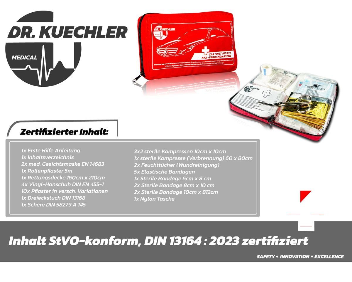 DR.KUECHLER MEDICAL KFZ-Verbandtasche Qualitäts- KFZ Verbandstasche, Auto, PKW Verbandskasten 2023