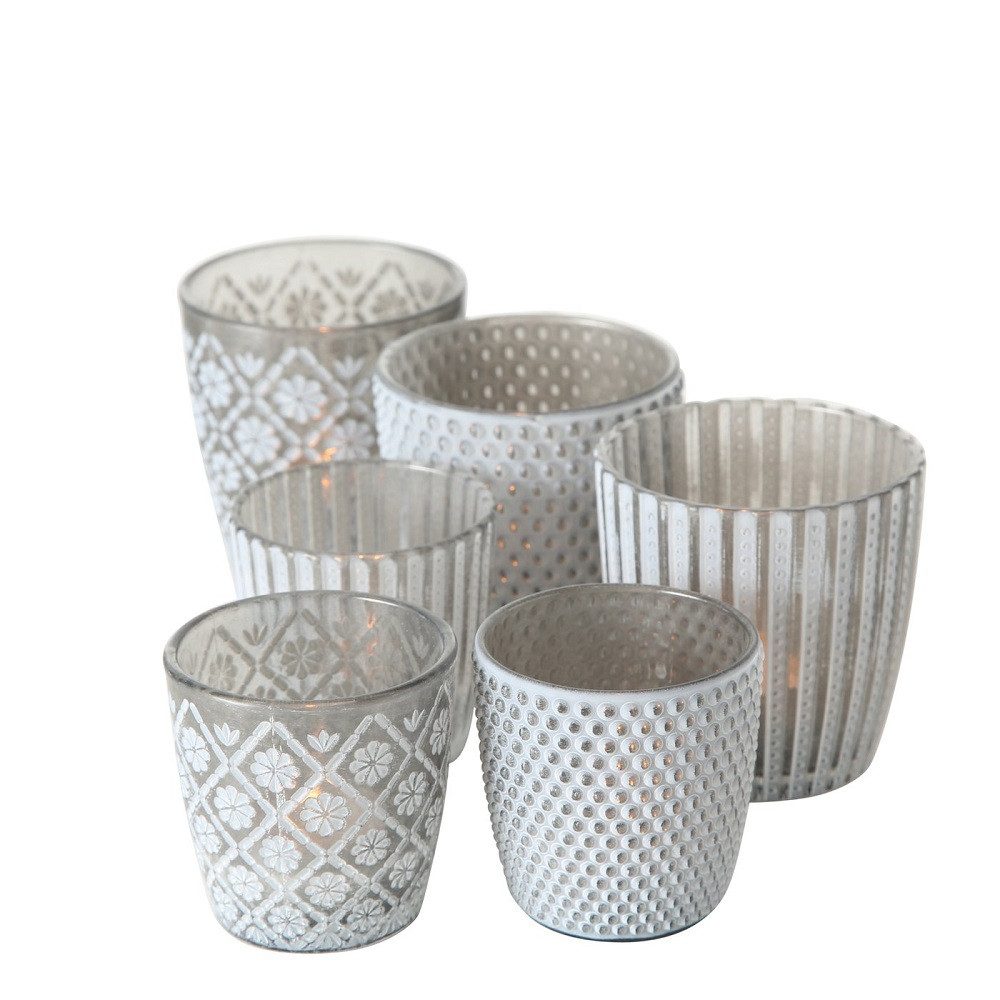 BOLTZE GRUPPE GmbH Windlicht Windlicht Patty Glas grau matt H 7-9 cm 6er Set (3x2er Set). € 17,49, (€ 17,49 pro 1 Stk).