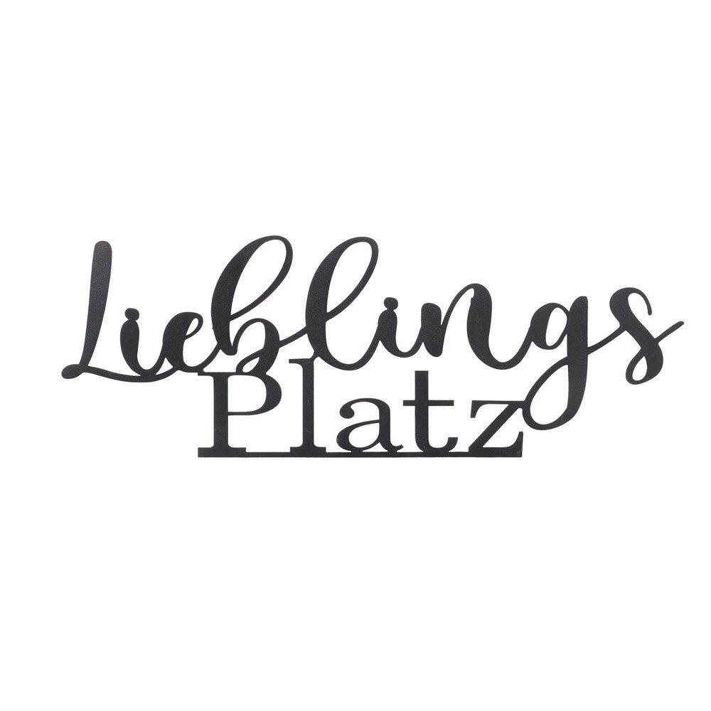 BOLTZE Metallschild Wandschriftzug LIEBLINGSPLATZ schwarz aus Metall L55cm Wandschild Schr