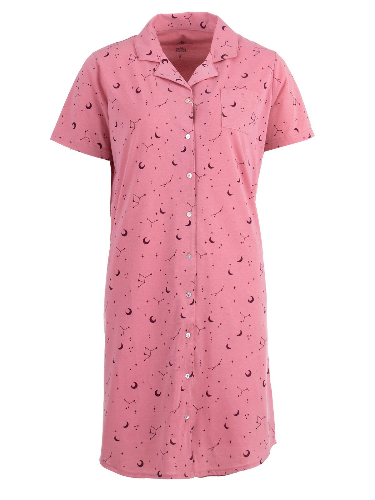 zeitlos Nachthemd Nachthemd Kurzarm Mond Knopfleiste durchgehend günstig online kaufen