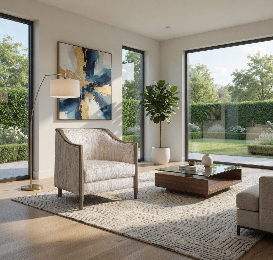 Xlmoebel Relaxsessel Beige Lounge Sessel mit modernen, konturierten Armlehnen (1-St., Lounge-Sessel), Made in Europa
