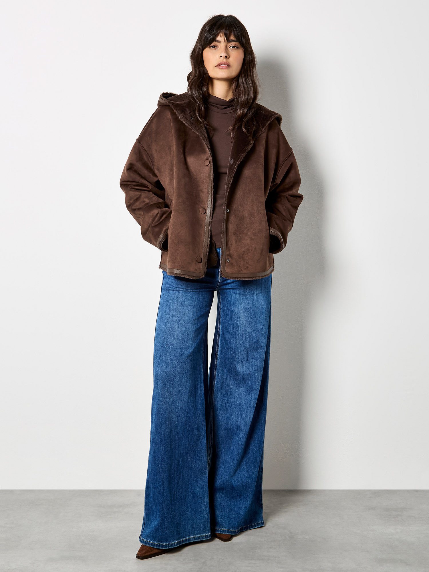 Apricot Fellimitatjacke Wendejacke mit Kapuze