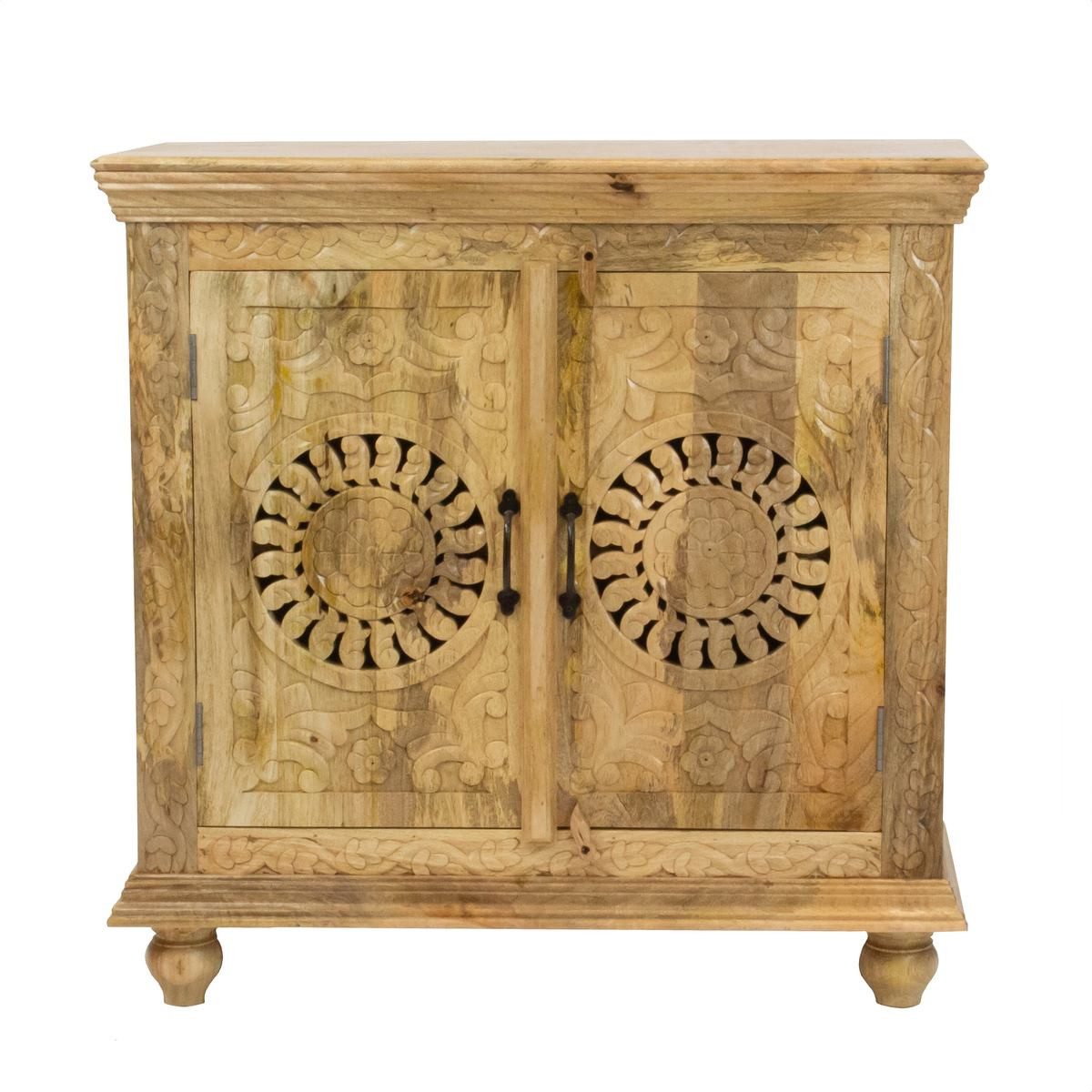 Oriental Galerie Unterschrank Natur Sideboard Kommode Taralea Indien 90 cm Kommode Landhausstil Weiß, Holzkommode massiv, Shabby Chic, Vintage