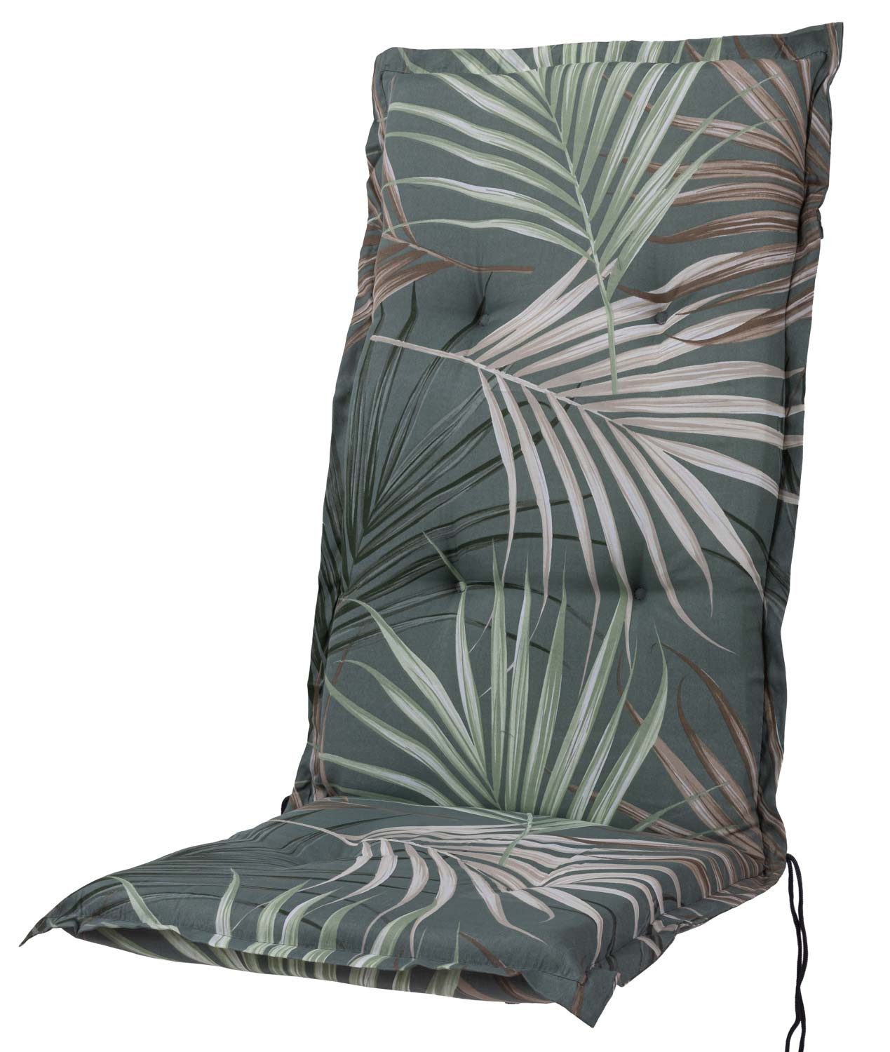 Sun Garden Hochlehnerauflage Hochlehner Naxos 30438-210 grün-beige Palmenblätter 118x49x6,5 cm SG, (1 St), Halteband verstellbar mit Bindebändern