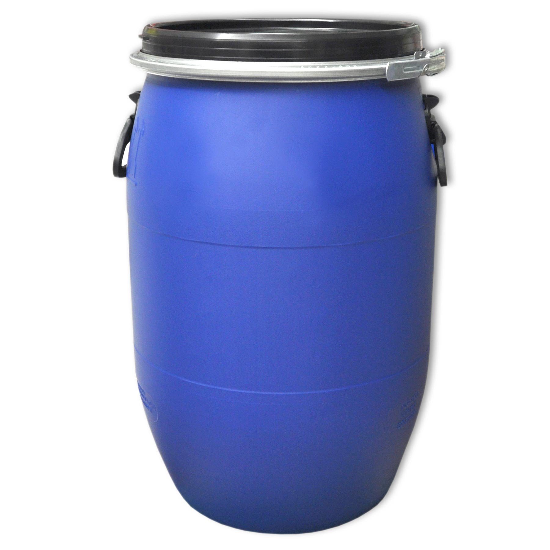 Plasteo Regentonne Set: 2 x 60 Liter Deckelfass Weithalsfass mit Spannverschluss, 60 l