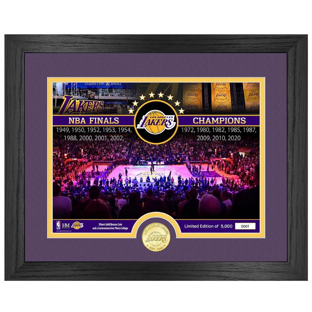 Los Angeles Lakers Bild mit Rahmen Los Angeles Lakers Bronze Coin Court Photo Mint