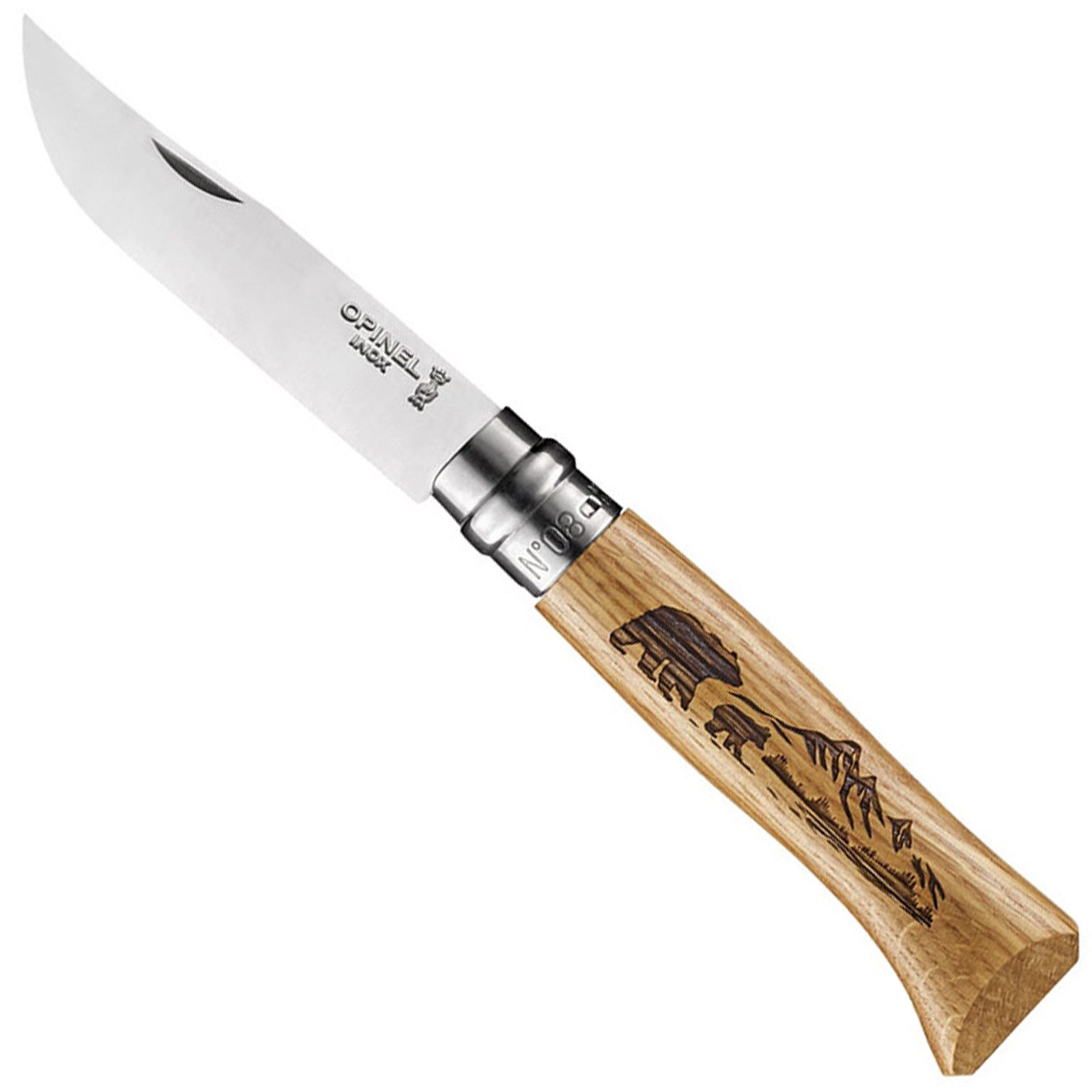Opinel Taschenmesser Taschenmesser Animalia 08 Tier, Motiv Klapp Messer Camping Edelstahl Holz