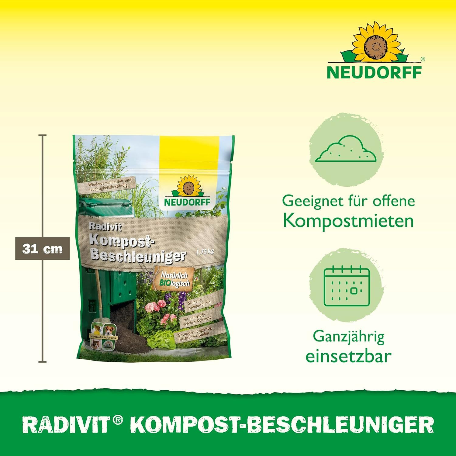 Neudorff Kompostbeschleuniger Radivit Kompost-Beschleuniger 1,75 kg, unbedenklich für Hund, Katze Igel und Bienen