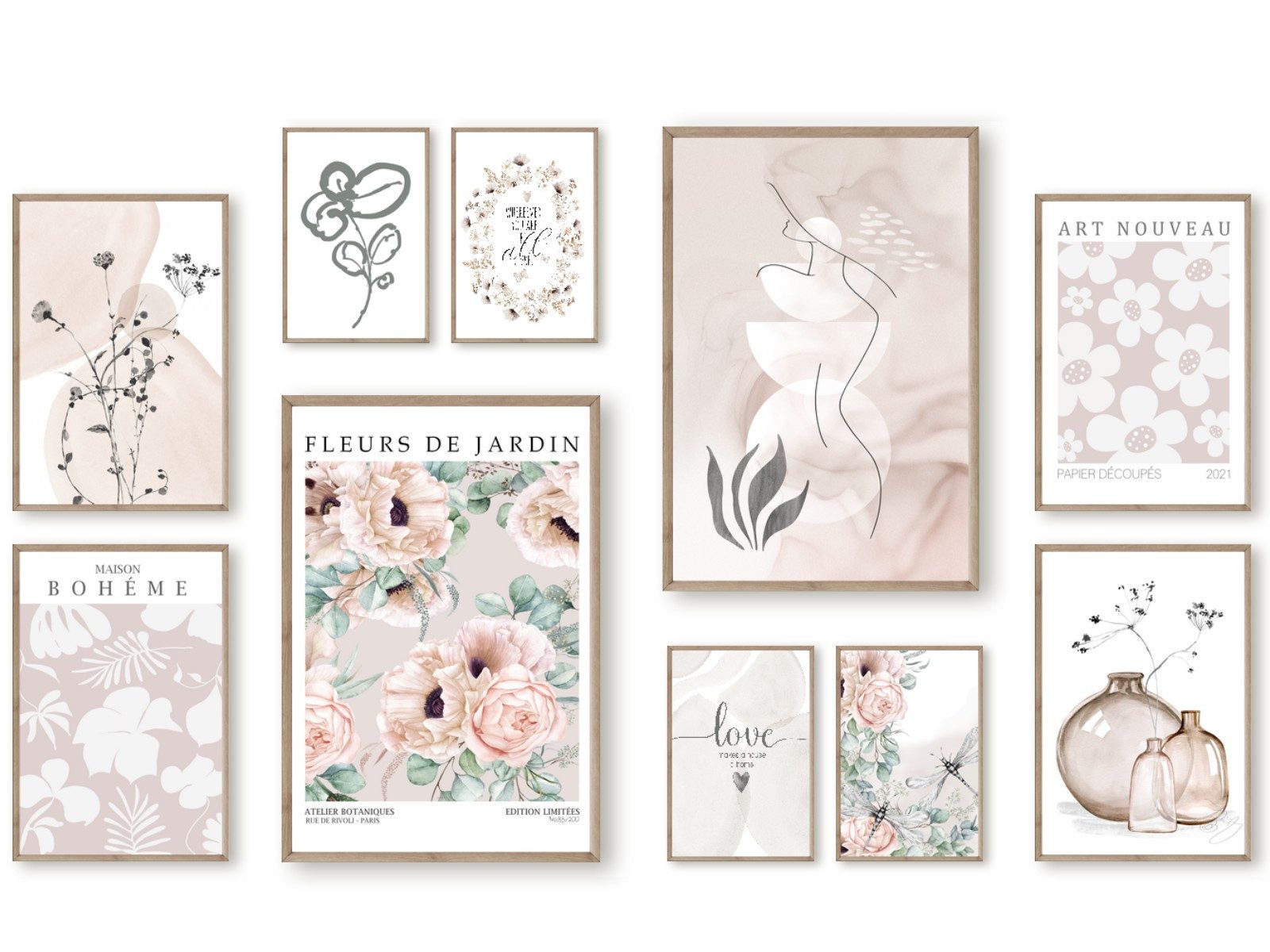 homestyle-accessoires Poster Bilder Wandbilder Bilderwand Set FLEURS DE JAR günstig online kaufen