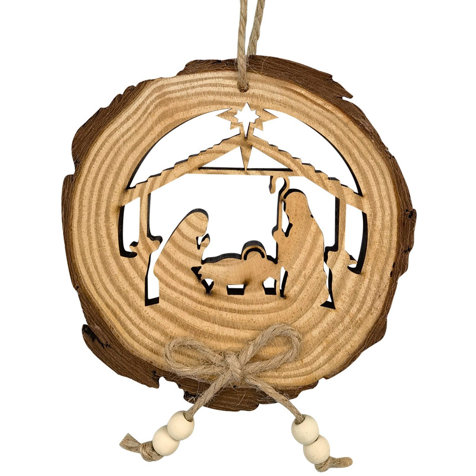 Blusmart Christbaumschmuck Weihnachtsbaum Aus Holz, Runde Scheiben, Geschnitzter Anhänger, Mode jm0207