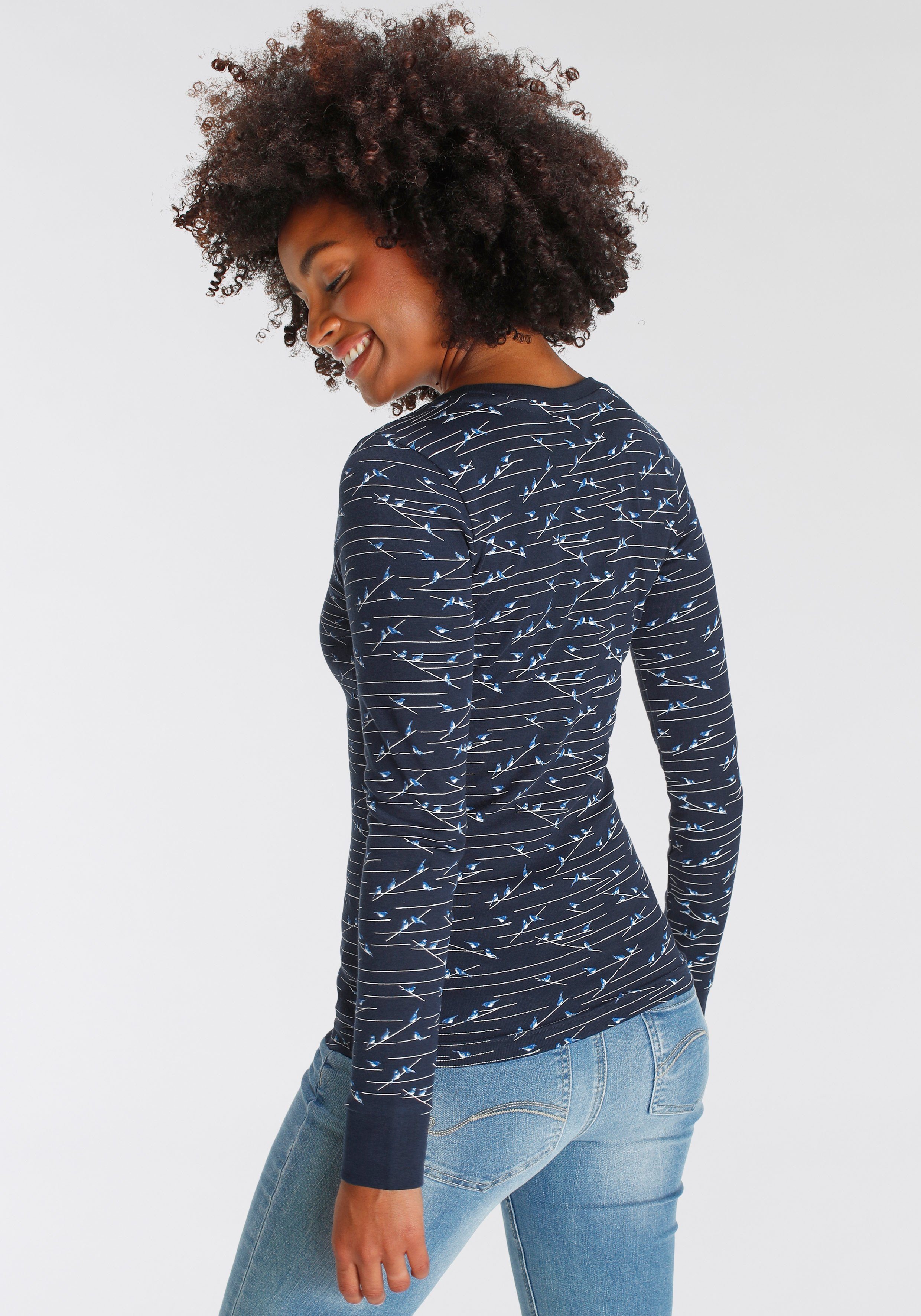 KangaROOS Langarmshirt sehr figurbetonte Passform, Rundhalsausschnitt, aus 100% Baumwolle
