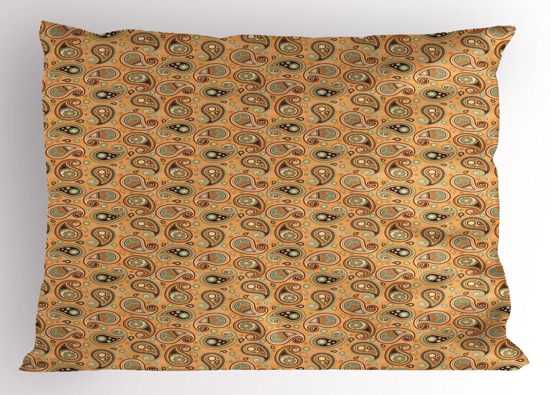 Paisley Dekorativer Kissenbezüge (1 Stück), Brown Druck-Kunst Abakuhaus Size Standard Kissenbezug, Gedruckter Antike King