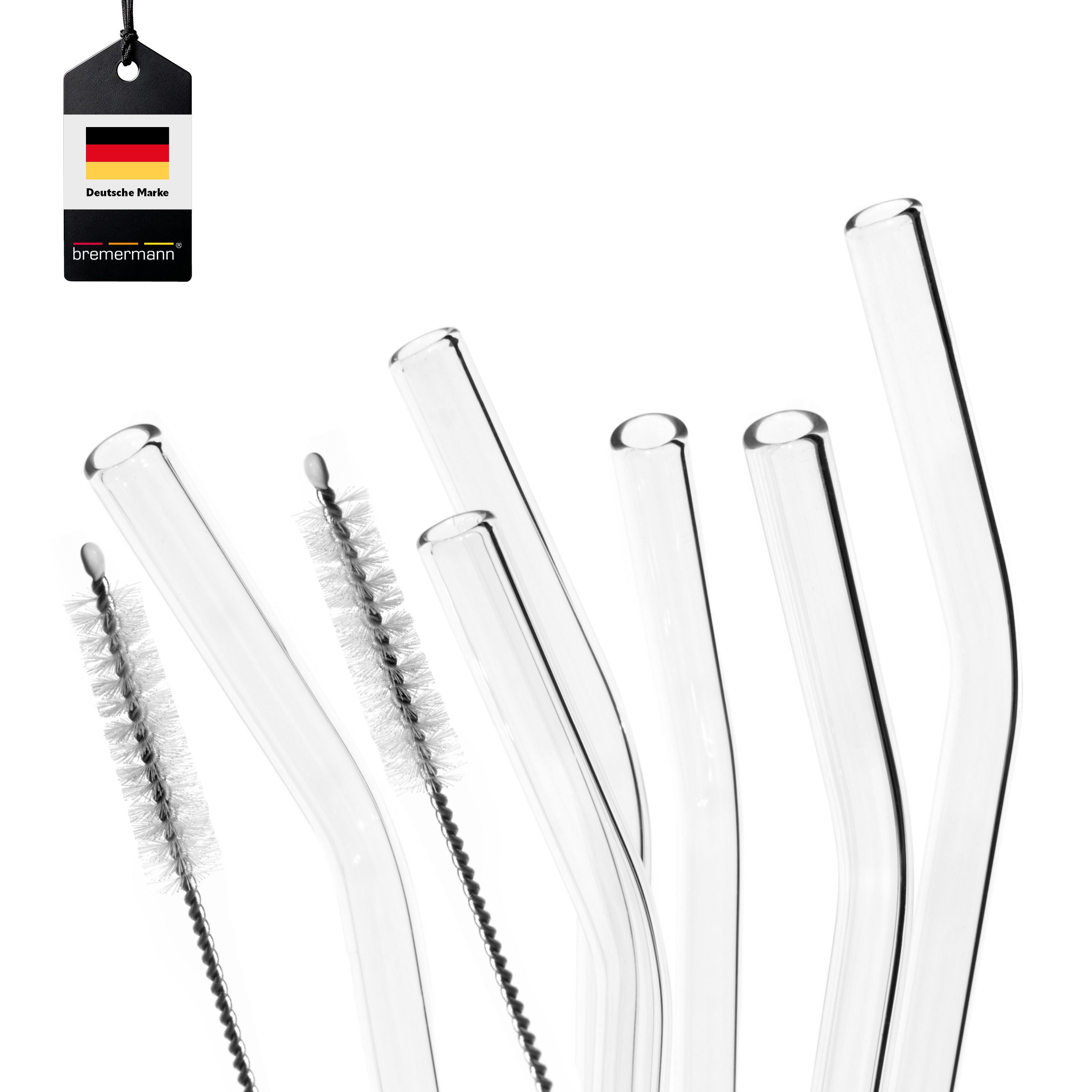 bremermann Trinkhalme 6er Glas-Trinkhalme, 20 cm Длина, wiederverwendbar, transparent inklu