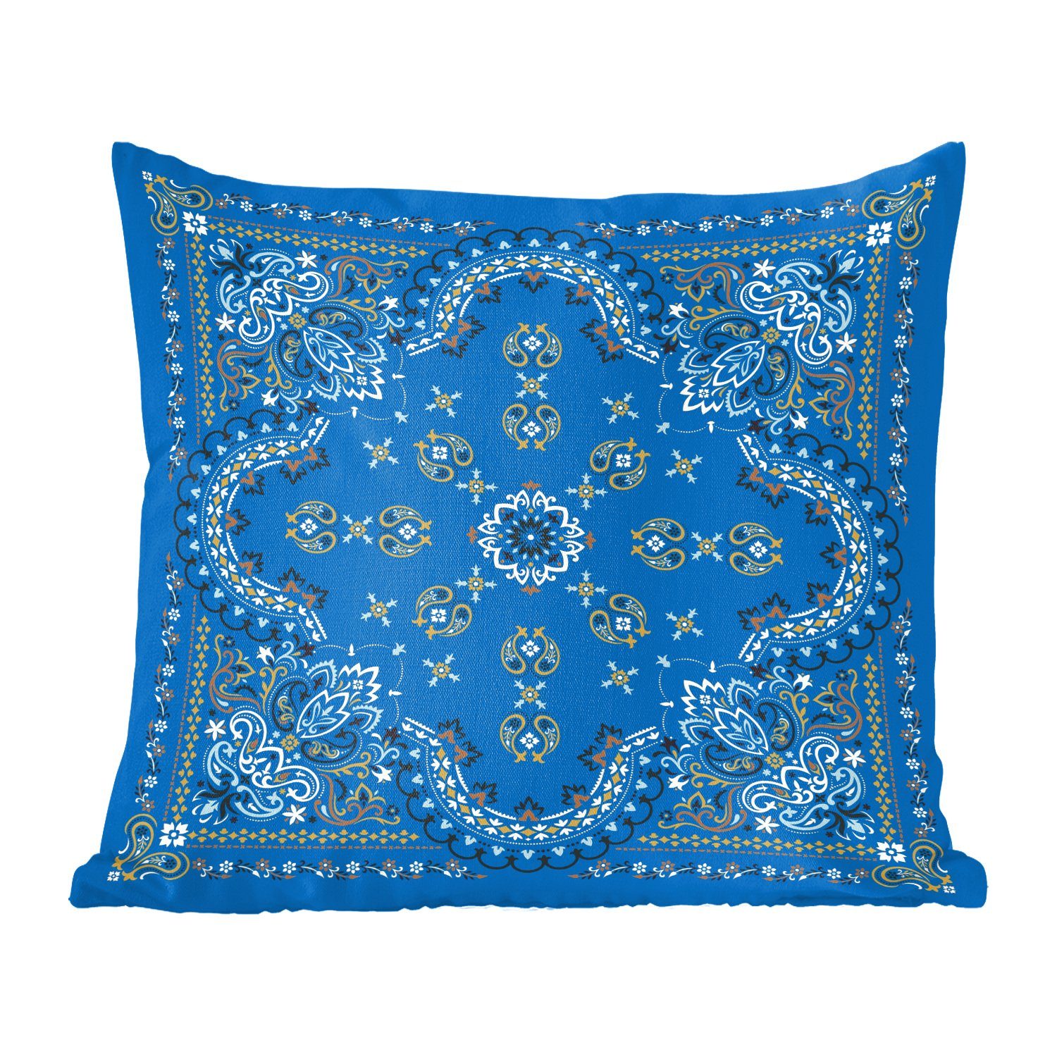 MuchoWow Dekokissen Mandala - Muster - Blau, Zierkissen mit Füllung für Wohzimmer, Schlafzimmer, Deko, Sofakissen