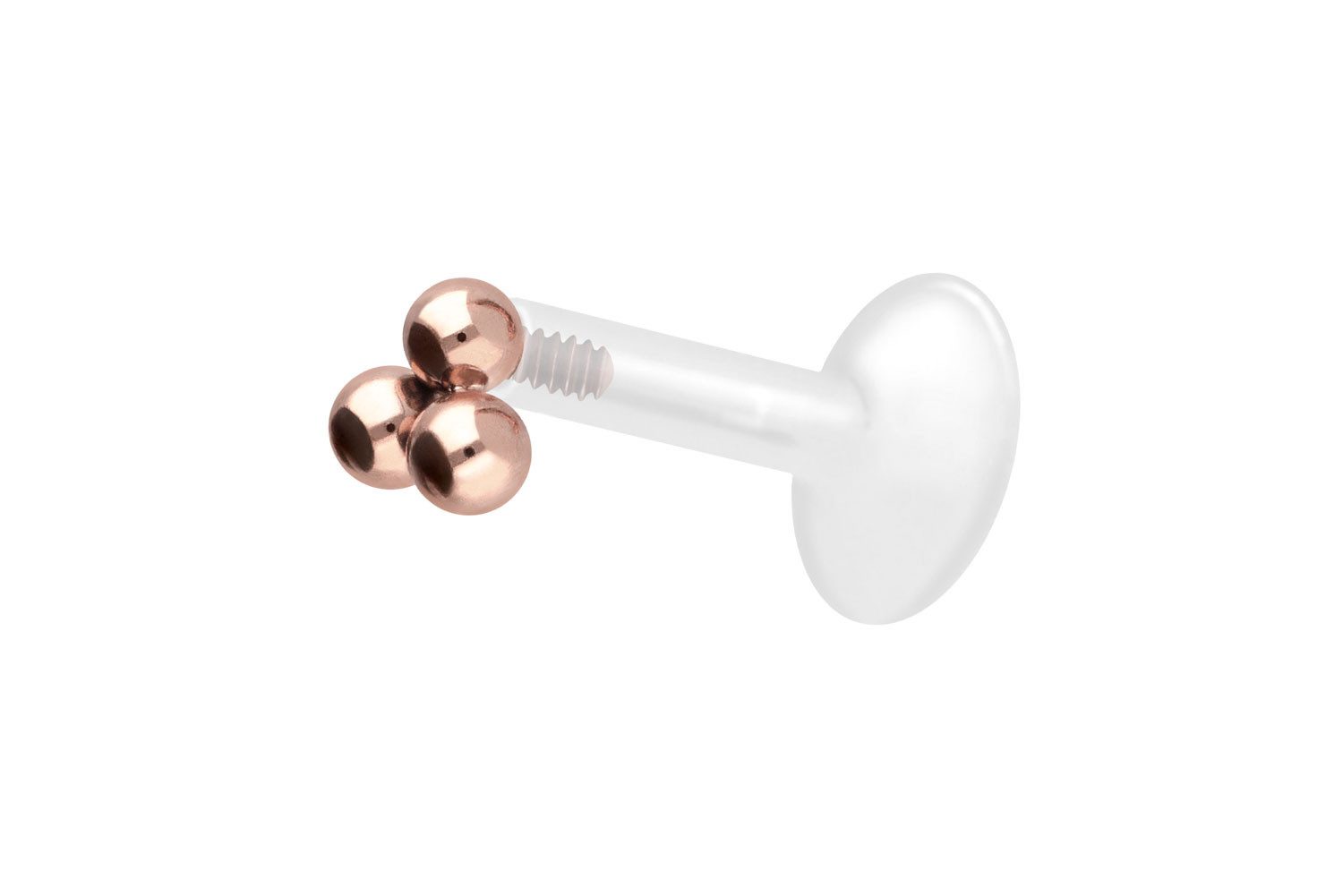 Piercing-Set PTFE Labret mit Innengewinde + Titan-Aufsatz 3 KUGELN