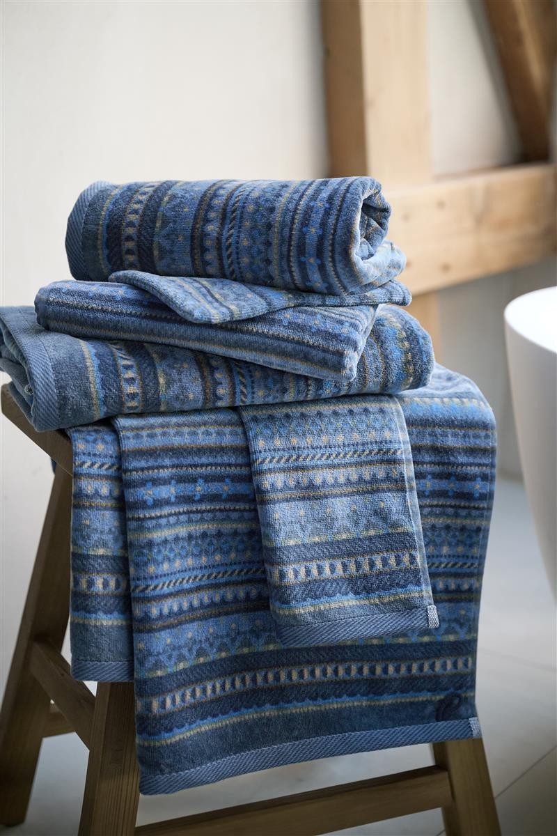 PiP Studio Gästehandtuch Geometric Print Gästehandtuch dark blue 30x50cm (1 Stück), 100% Baumwolle (325867)