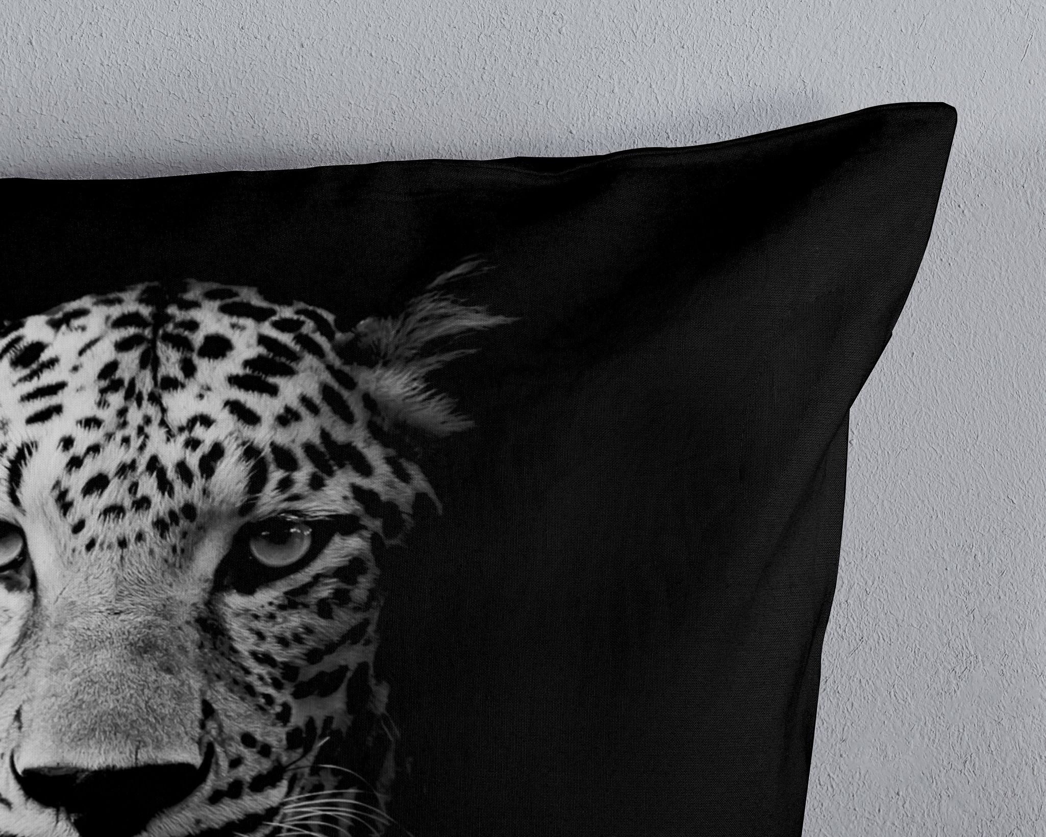 JACK Bettwäsche 135x200cm Leopard Black And White, Microfaser, 2 teilig, beeindruckender Print – Bild 4 von 5