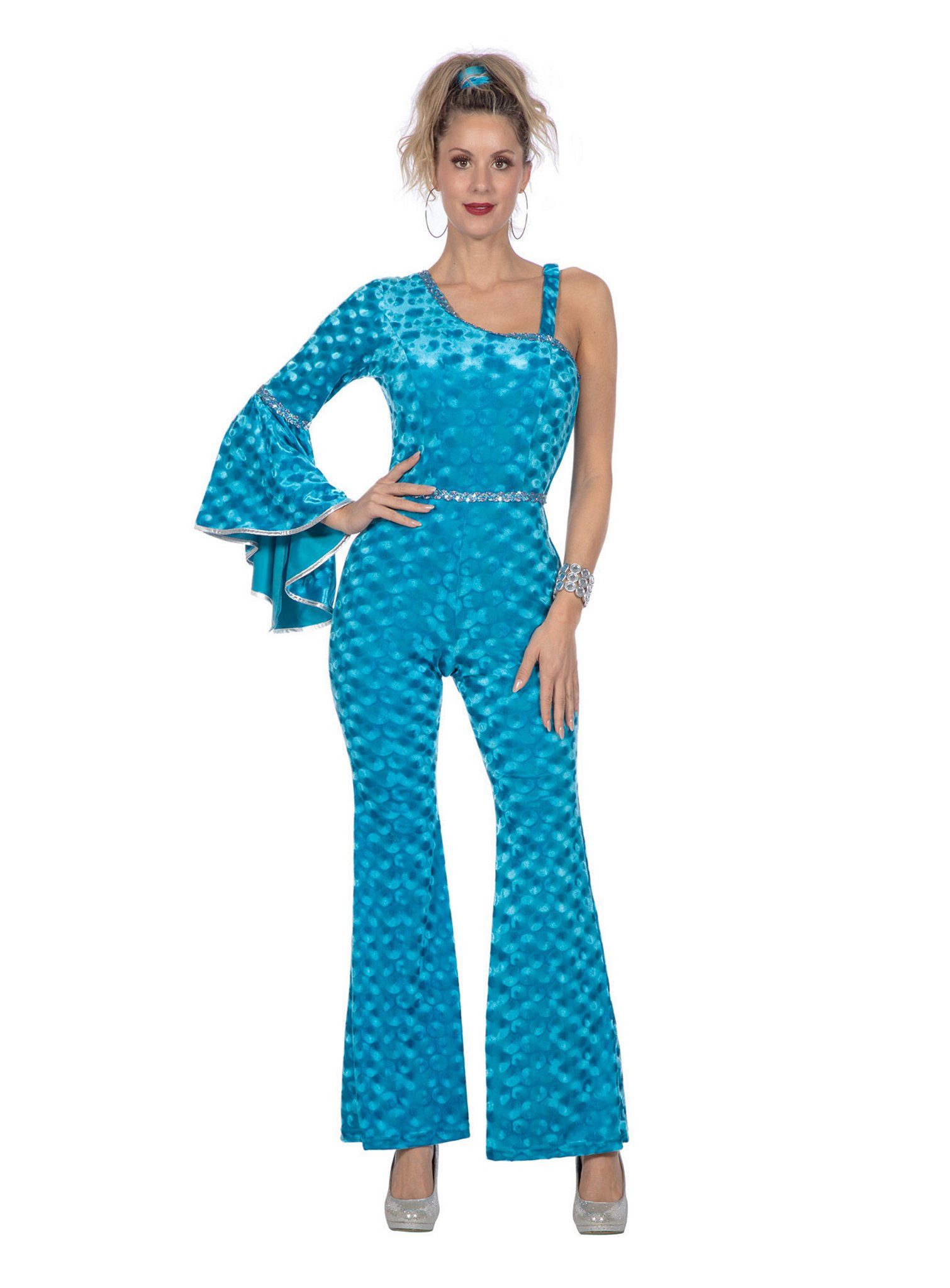 Kostüm Samtweicher Disco Catsuit blau