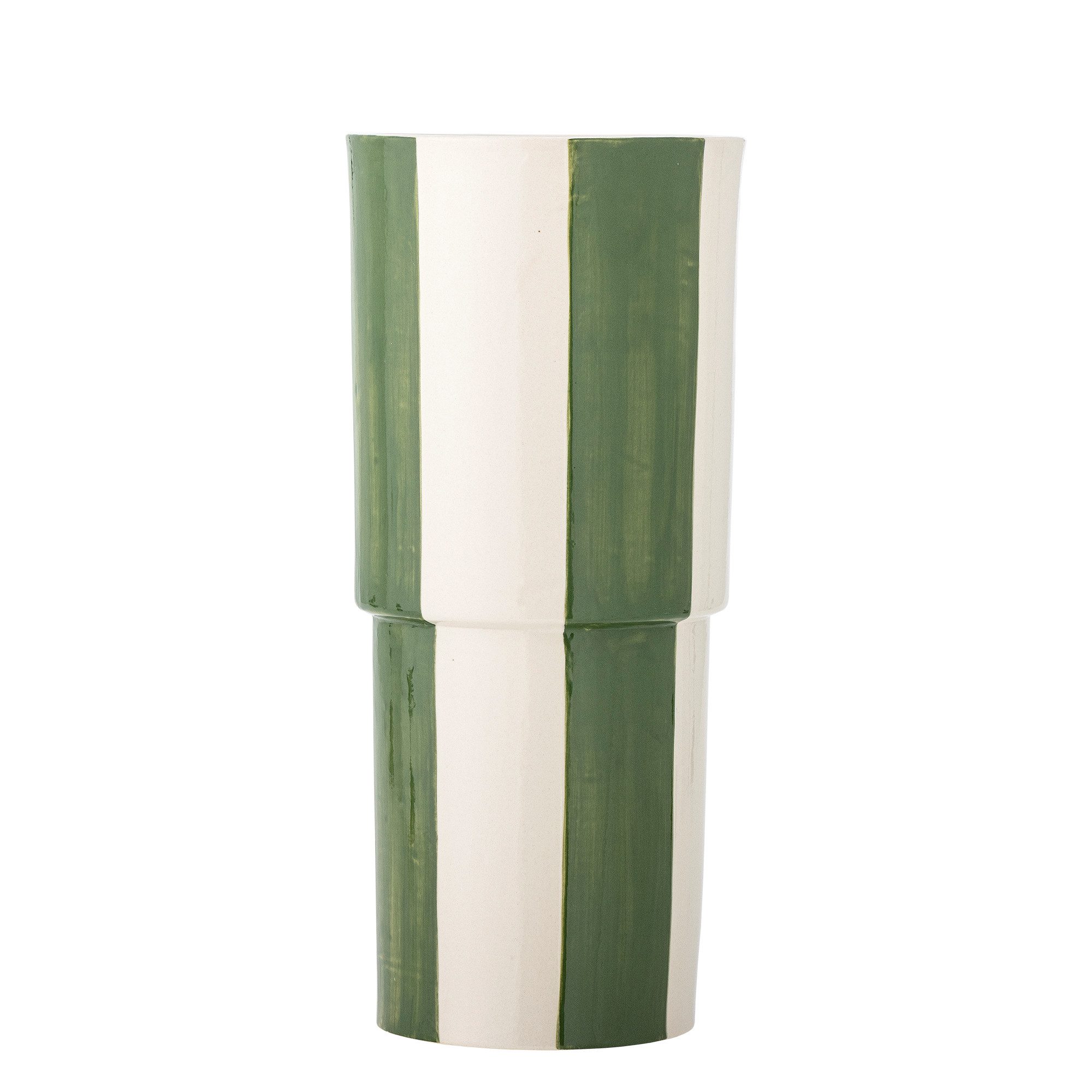 Bloomingville Dekovase Vase FLOKI grün creme gestreift