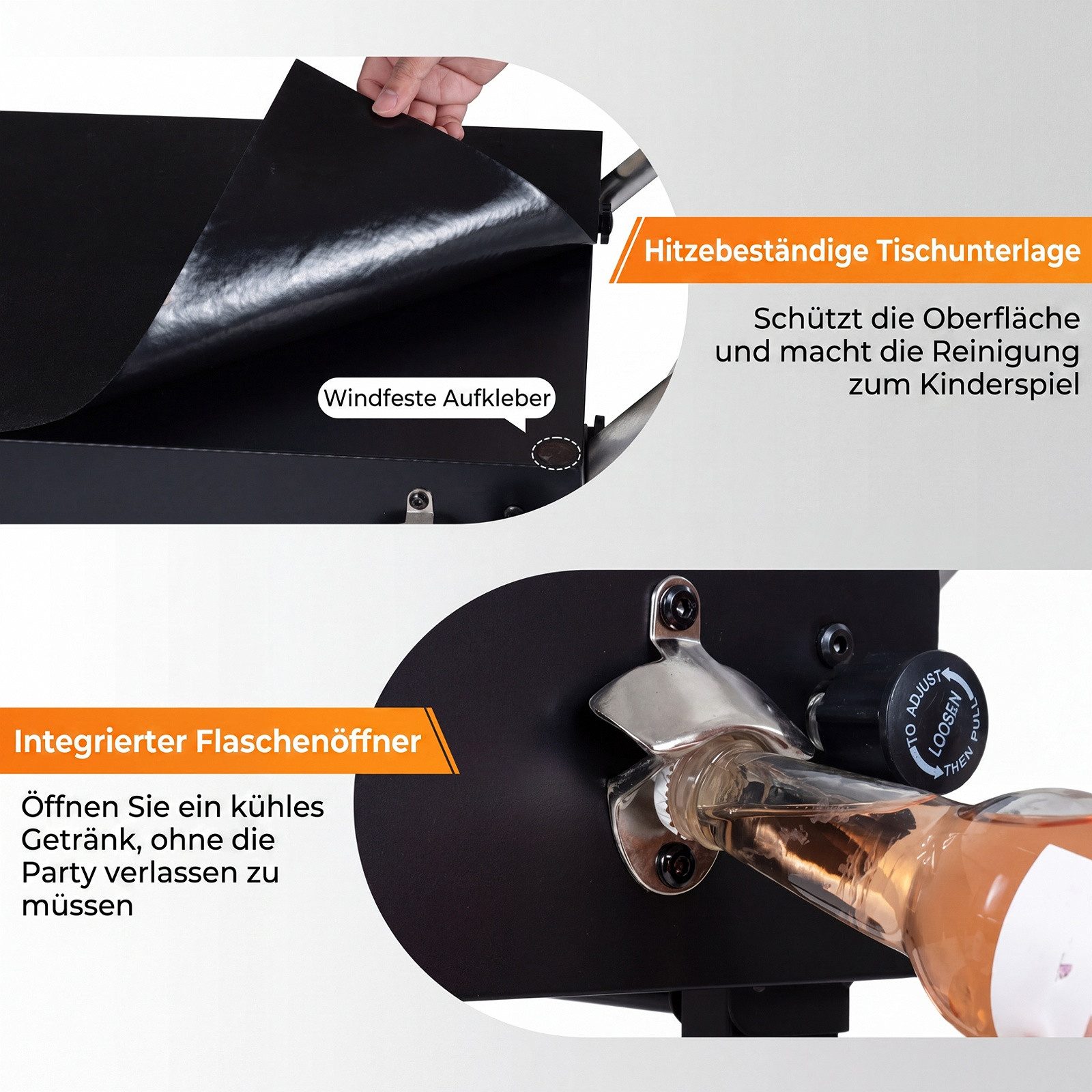COSTWAY Grillablagetisch, Klappbarer, mit Rollen, Arbeitsfläche & Hitzeschutzmatte