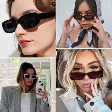 Rnemitery Sonnenbrille Rechteckig Sonnenbrillen für Damen Herren Mode Retro 90er Brille 2pcs (2-St)