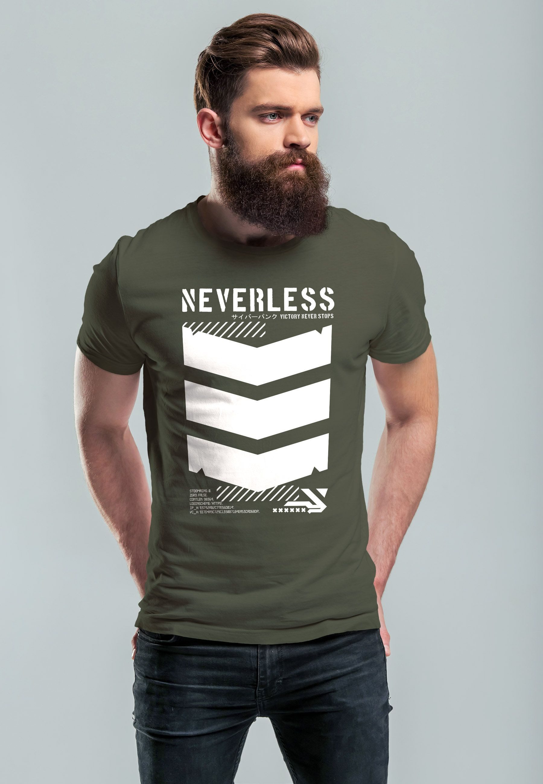 Neverless Print-Shirt Herren T-Shirt Techwear Trend günstig online kaufen