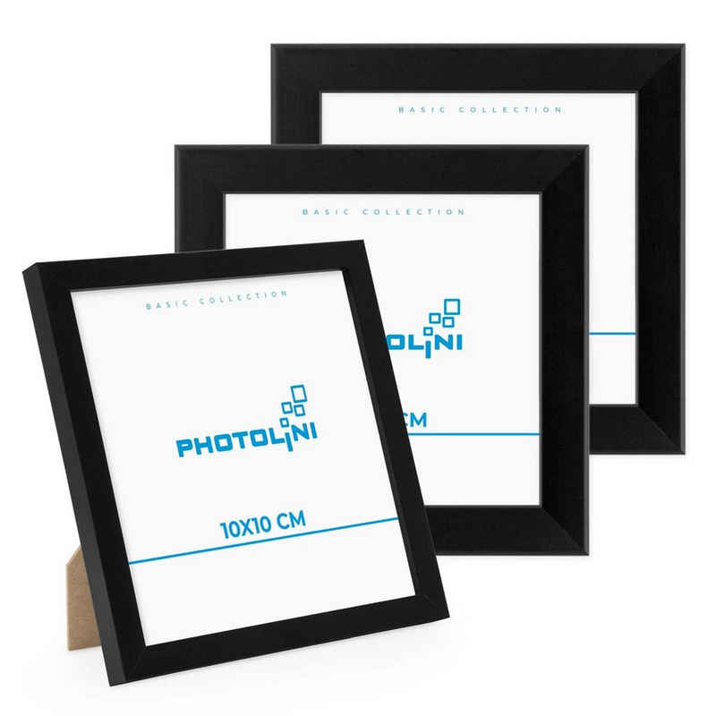 PHOTOLINI Bilderrahmen 3er Set, stabiles MDF-Holz, mit Acrylglas, extra Zubehör