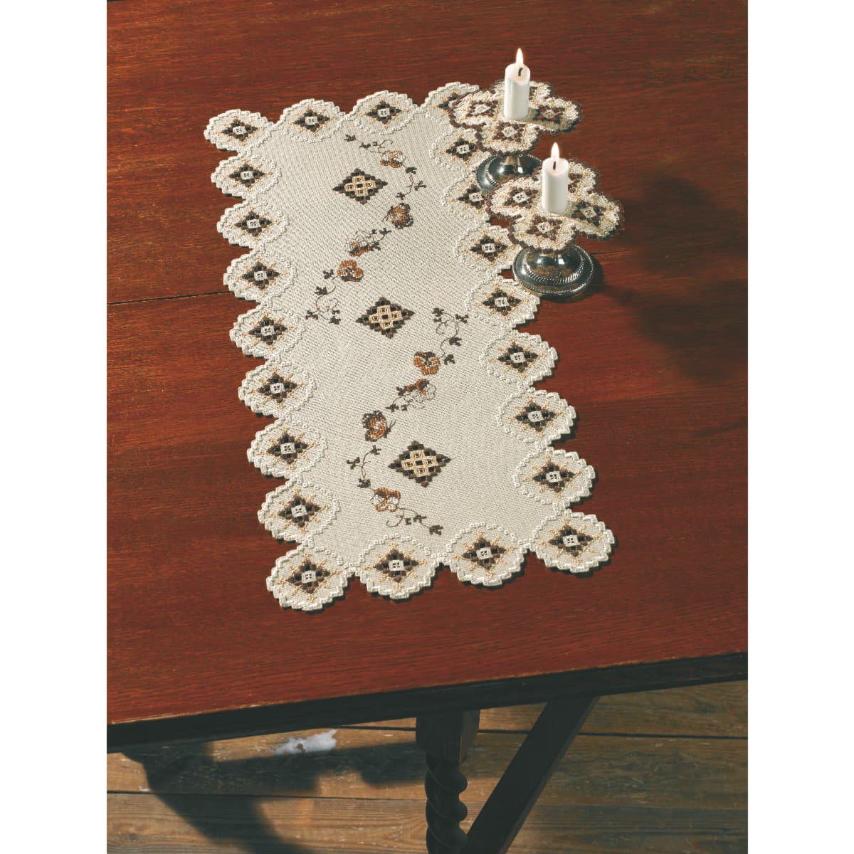 Permin Kreativset Permin Hardanger Tischläufer Stickpackung "Hardanger Beige", (embroidery kit)