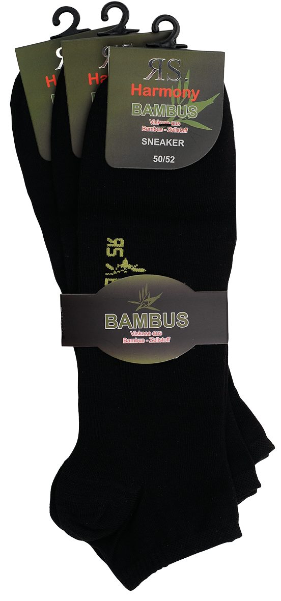 RS Harmony Socken 3 Paar RS. Harmony 31072 Sneaker BAMBUS schwarz 47-50, 50-52, 52-54