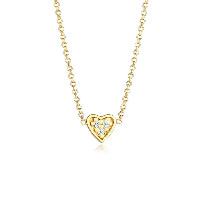Elli DIAMONDS Kette mit Anhänger Herz Liebe Diamant (0.05 ct) 375 Gelbgold Herz