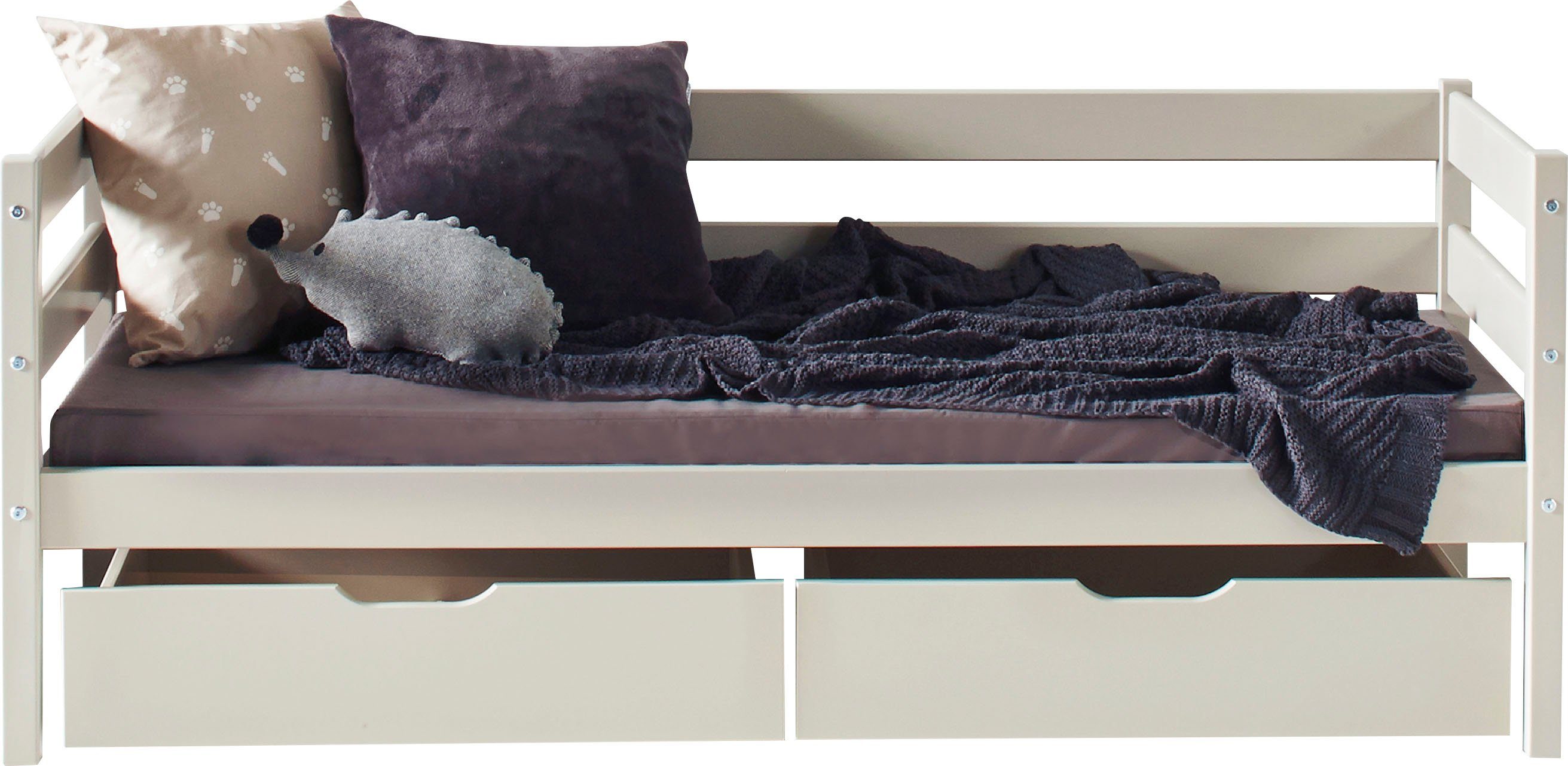 wahlweise mit Absturzsicherung 8 mit Einzelbett und (Set), in Farben, ECO Comfort Hoppekids Rollrost Matratze grau