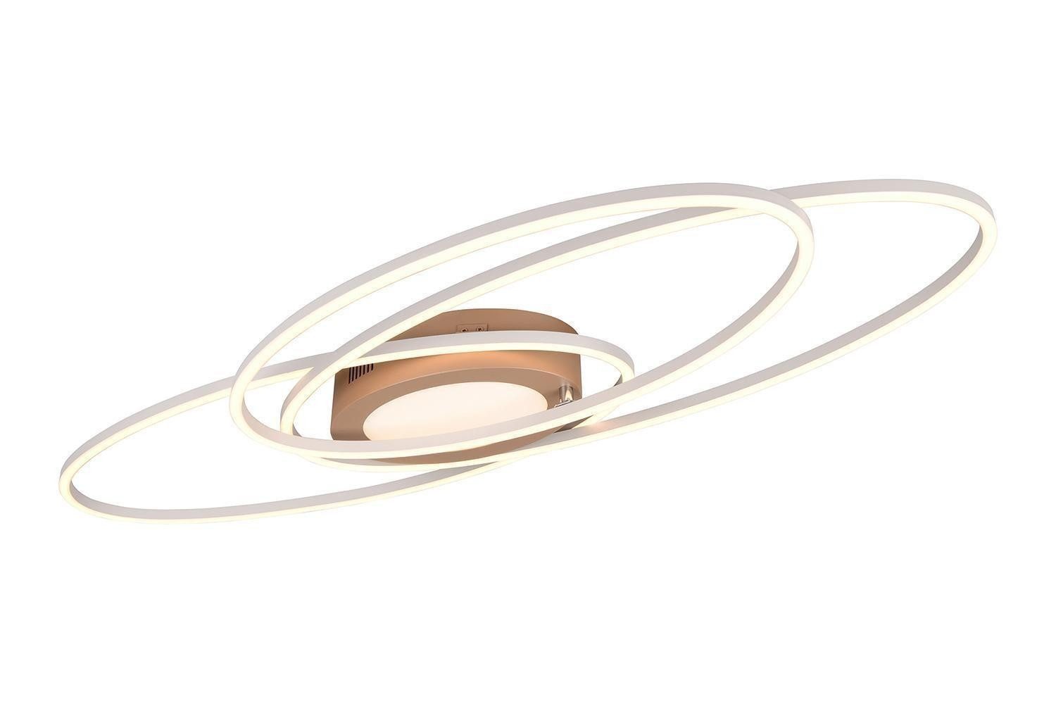 TRIO Leuchten LED Deckenleuchte OVINE, Silbergrau, Bronzefarben, Metall, Anpassung der Farbtemperatur, Dimmfunktion, LED fest integriert, Extra-Warmweiß, Neutralweiß, Kaltweiß, Tageslichtweiß, Memory- und Nachtlichtfunktion, Fernbedienung, B 104 x H 10 x T 58 cm