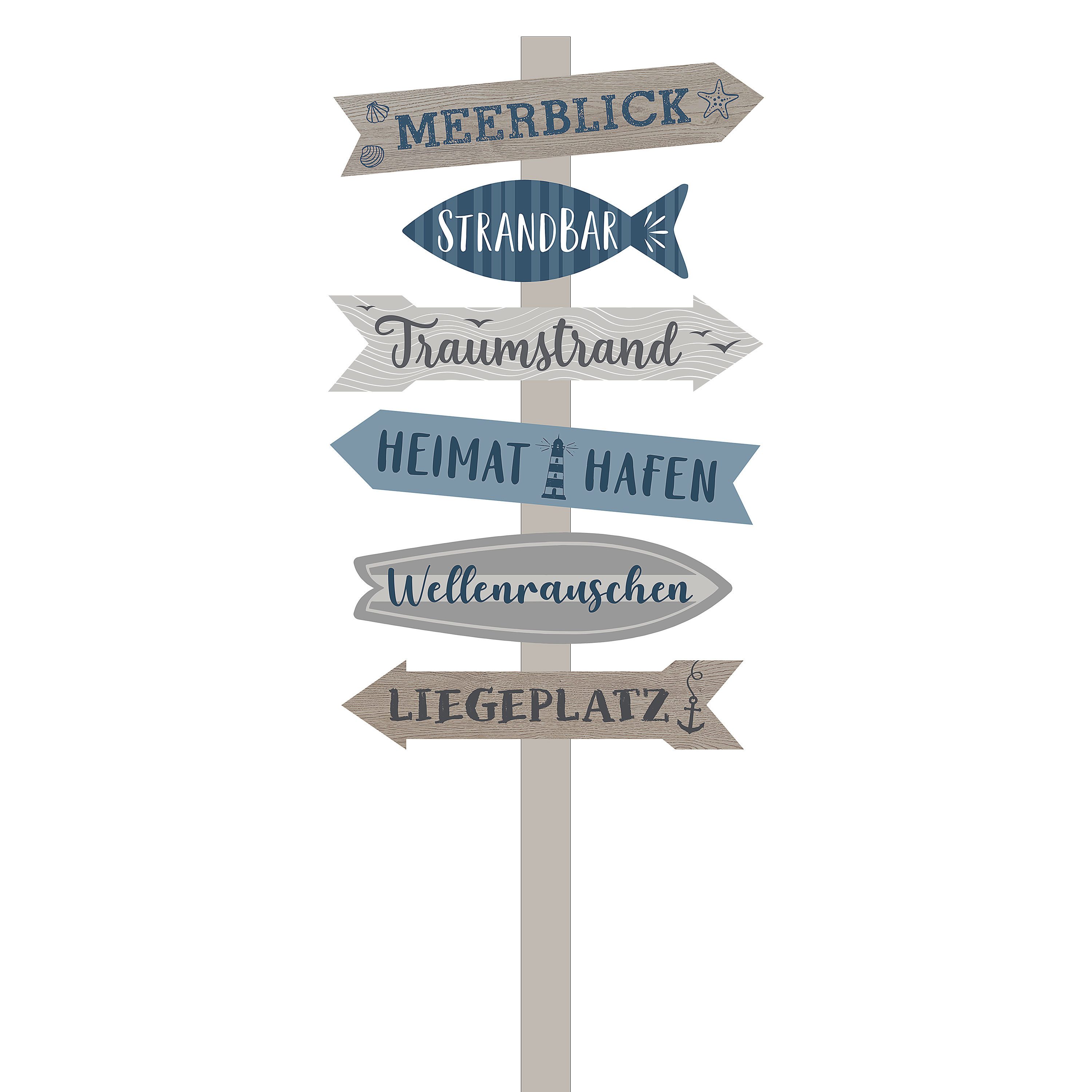CEPEWA Hinweisschild Strandschild Wegweiser maritim Schild Holz 76cm Gartendeko 6 Planken – Bild 4 von 5