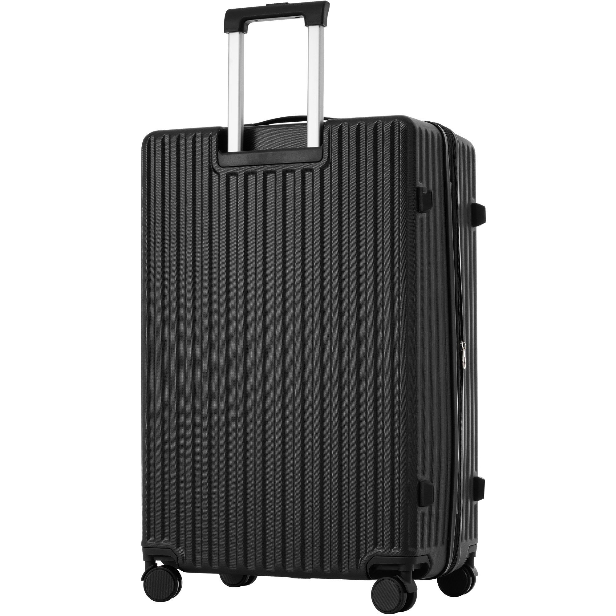 4 Schwarz Trolleyset Ulife Kofferset Handgepäck tlg) TSA (3 Zollschloss, Rollen, ABS-Material, Reisekoffer