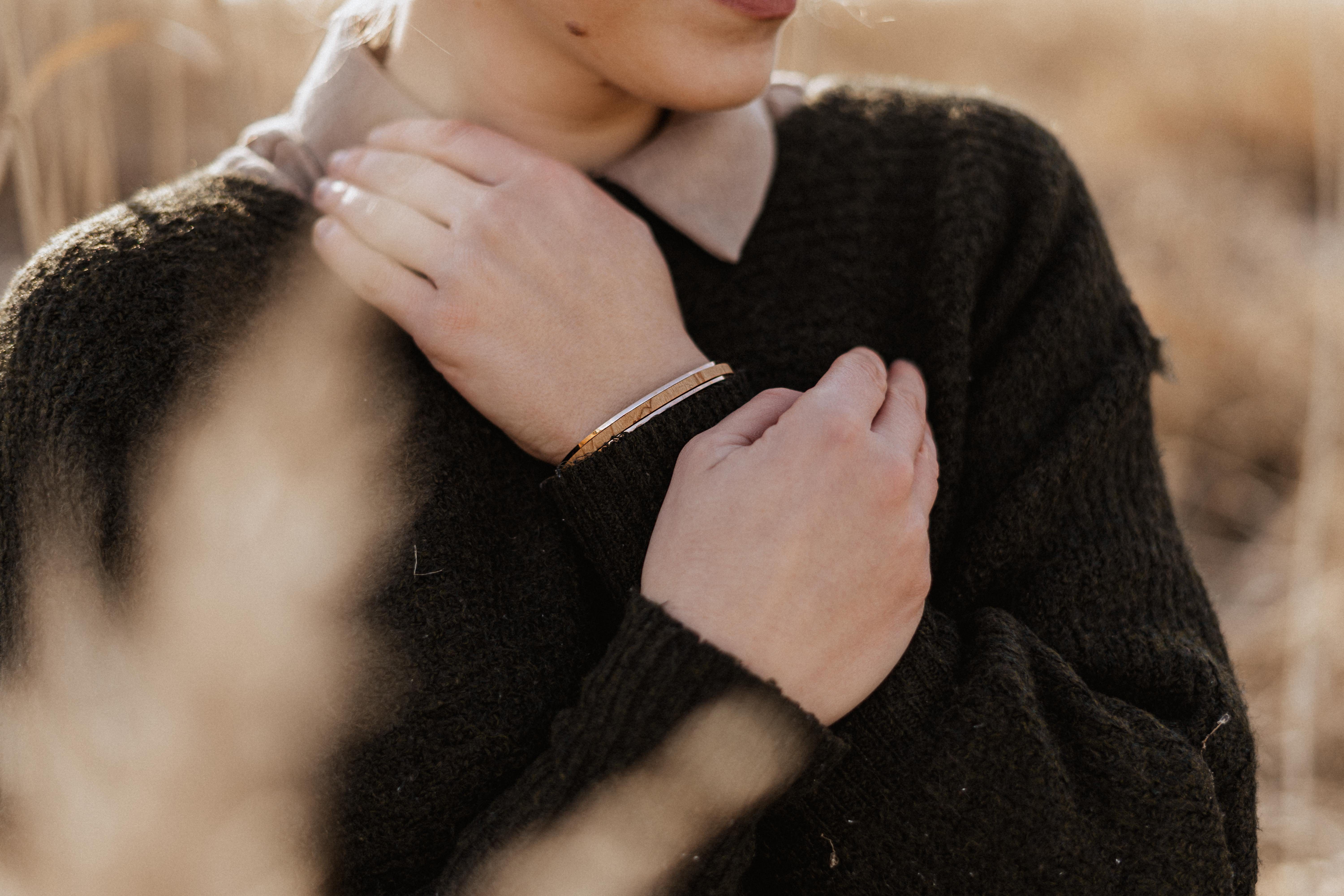 NaturSchatulle Armreif Shine (Holzschmuck), Silber, Rosegold, Armband, Damen, Frauen, Armschmuck, Accessories