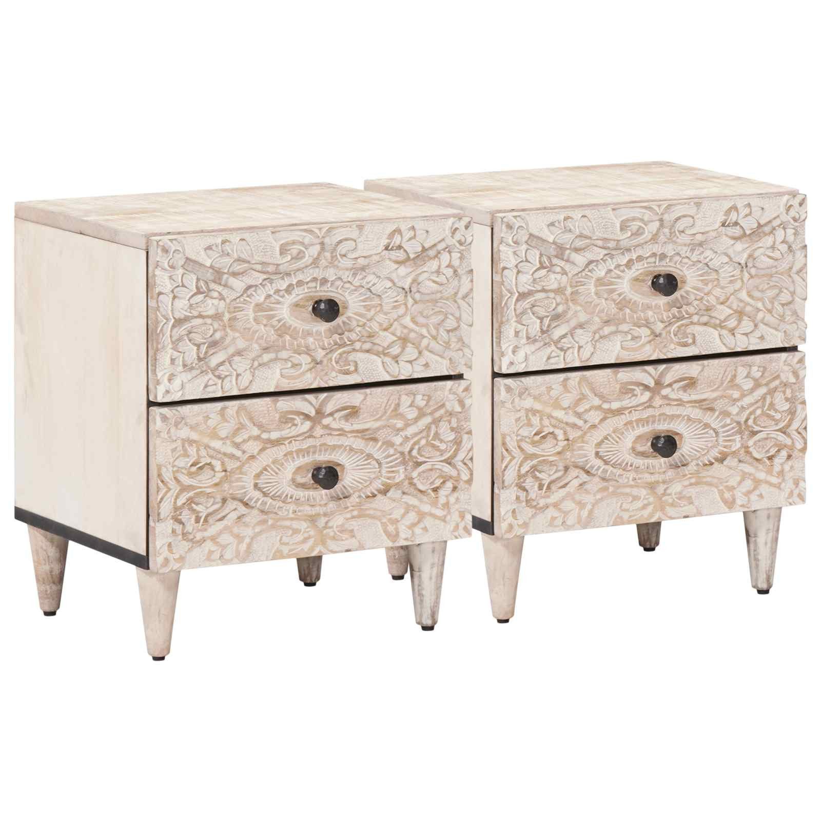 vidaXL Nachttisch Nachttisch 2 stk. Weiß 40 x 33,5 x 46 cm Massivholz (2-St)