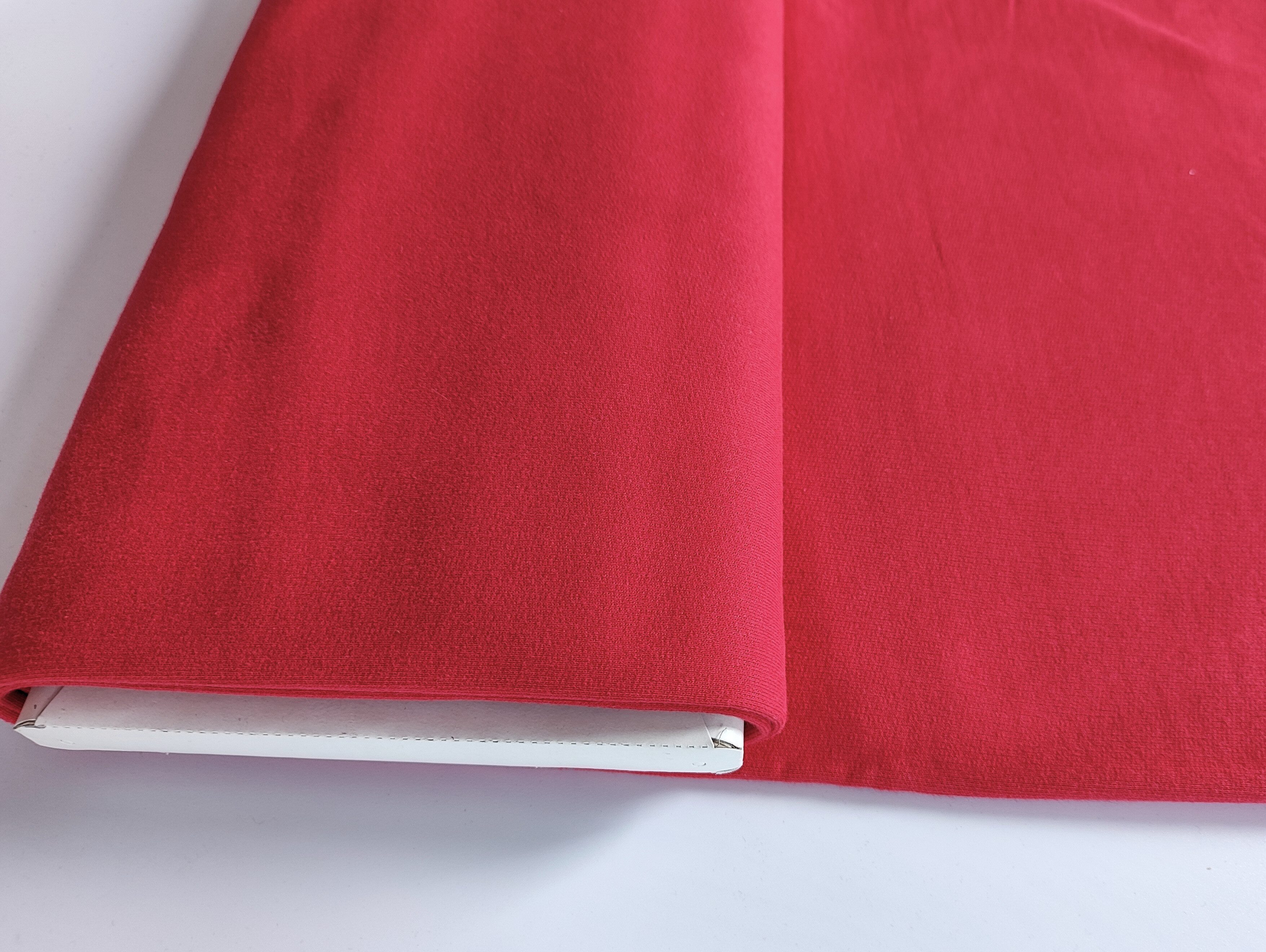 larissastoffe Stoff Marken Bio Sweatstoff French Terry Uni, rot, Meterware, 50 cm x 170 cm überbreit