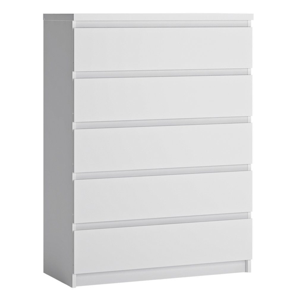 Lomadox Kommode FORTALEZA-129, Schubladenkommode in weiß mit 5 Schubladen, B/H/T 82,8/113,9/40 cm