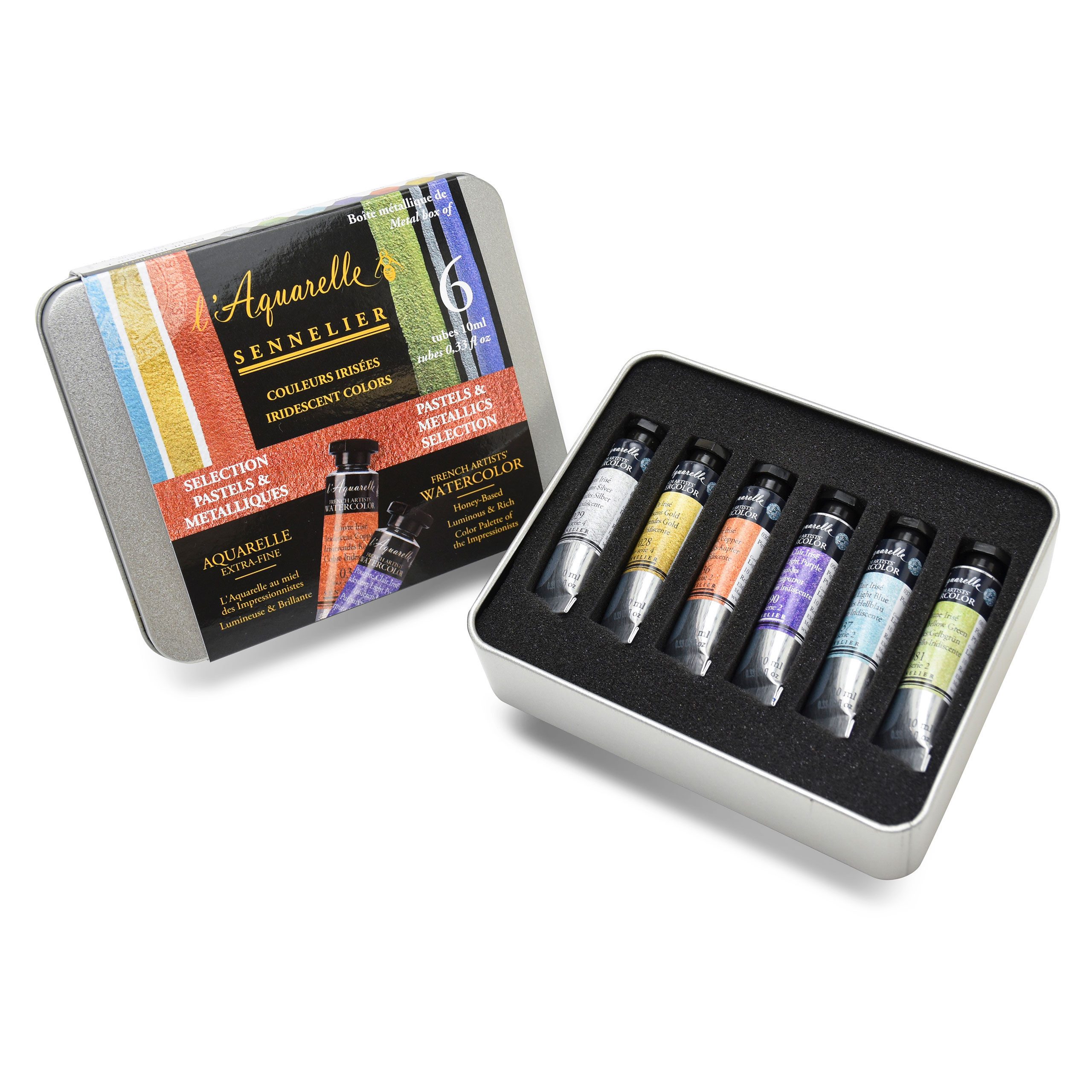 SENNELIER Aquarellfarbe Aquarellfarbe - Metallkasten mit 6 x 10ml Tuben irisierend N131625.02