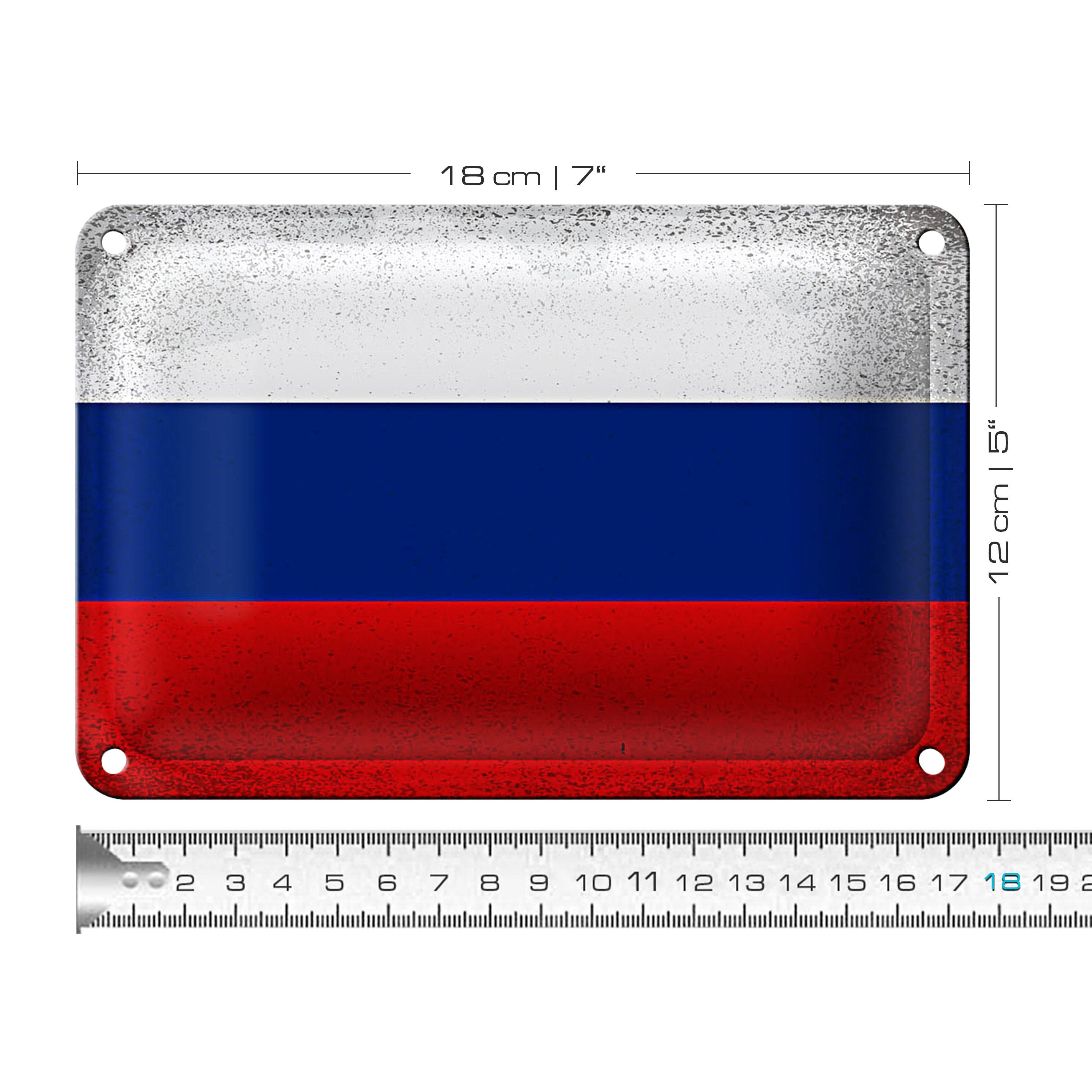 Roomando Metallschild Flagge Russland 18x12cm Flag of Russia Vintage