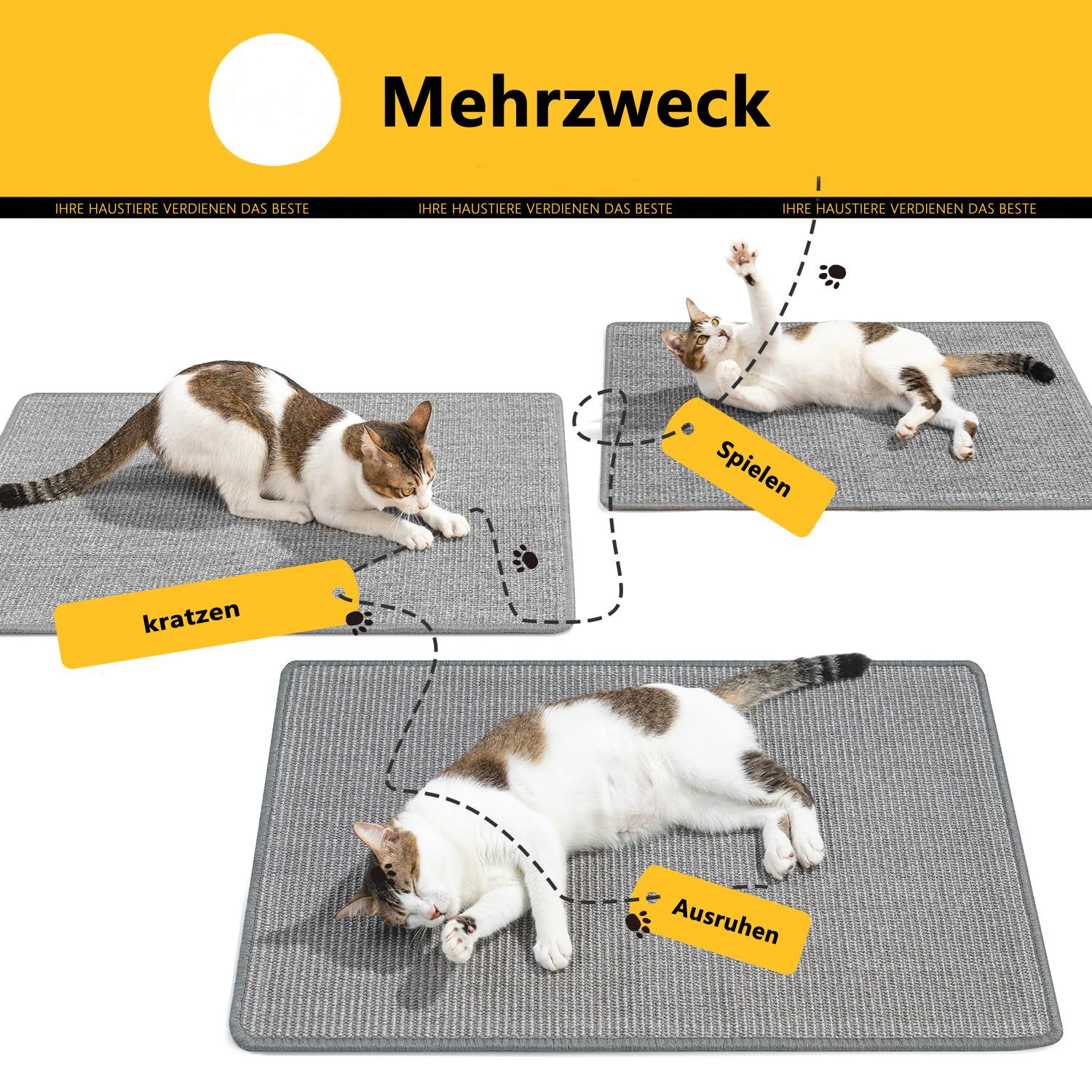 Zaewry Kratzmatte Katze, natürliche Katzenkratzbretter Sisal Kratzteppich, für Sofa Möbel Tür Kratzschutz