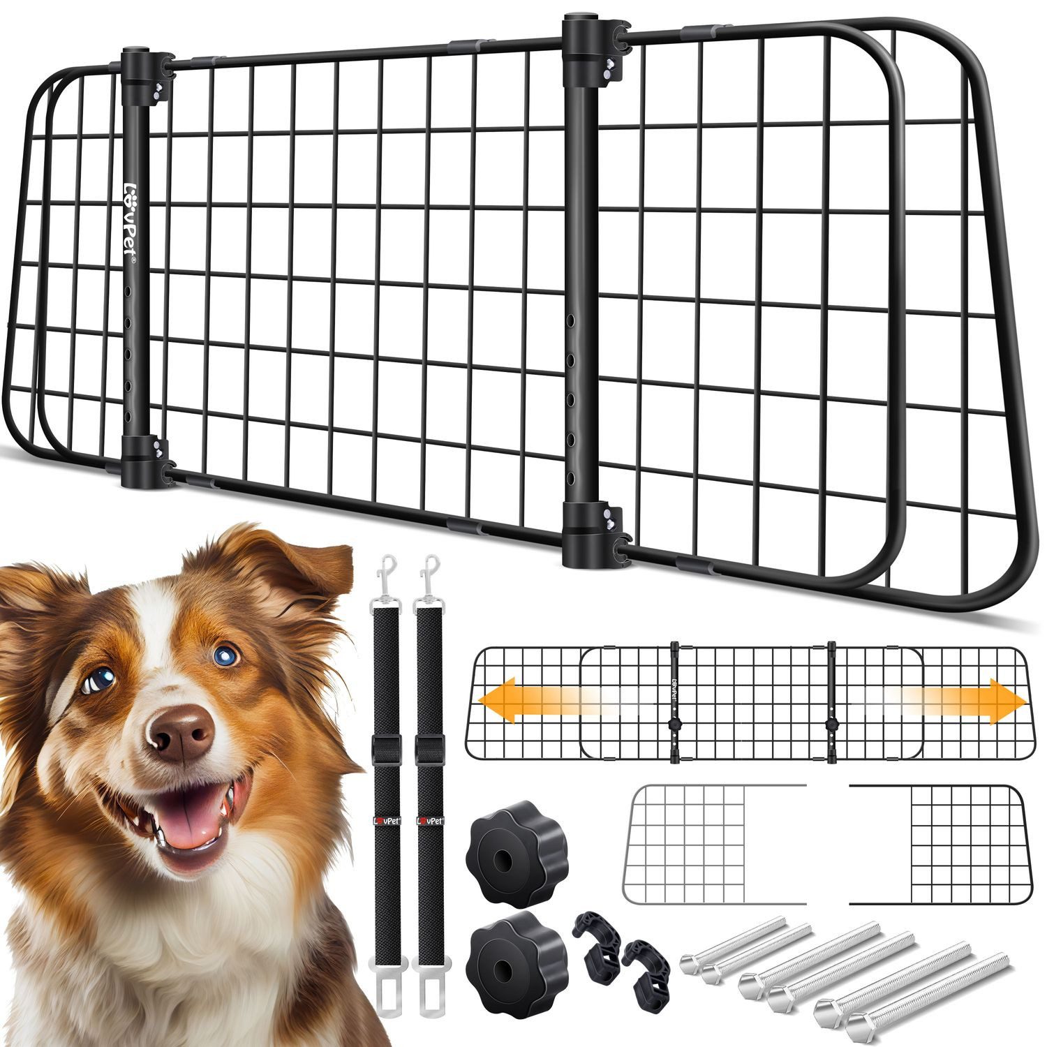 Lovpet Hundegitter, Hundegitter Auto, Autoschutzgitter Trenngitter Universal