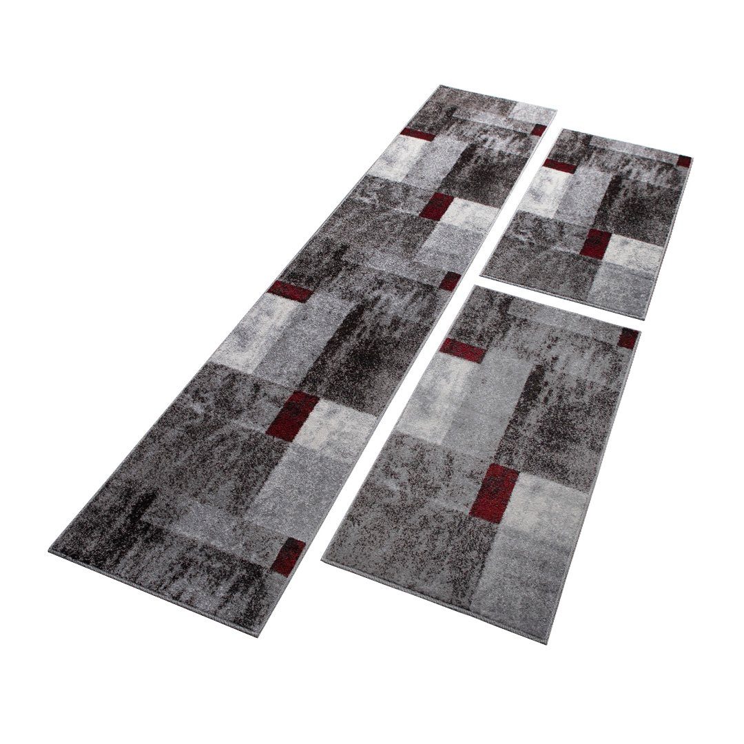 oKu-Tex Bettumrandung PHOENIX, Bettvorleger-Set, 3-tlg. Schlafzimmer, Höhe 11 mm, (Set, 3-tlg. 1 x 67 x 340 cm + 2 x 67 x 140 cm), Bettumrandung 3 teilig., weicher Kurzflor, modernes Design, meliert