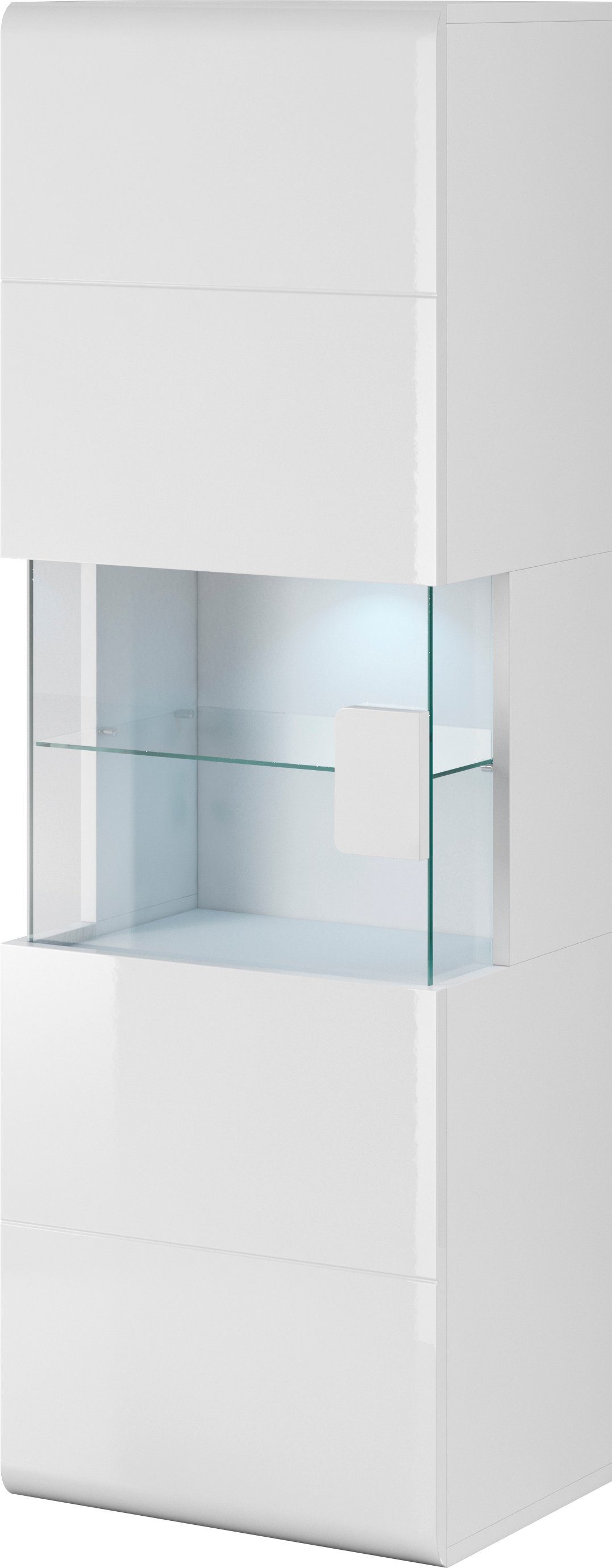 OTTO home Hängevitrine Toledo,Höhe 159 cm trendige Glasvitrine mit dekorative MDF-Front Vitrine mit Glasfront, ohne Beleuchtung, viel Stauraum, hochglanz